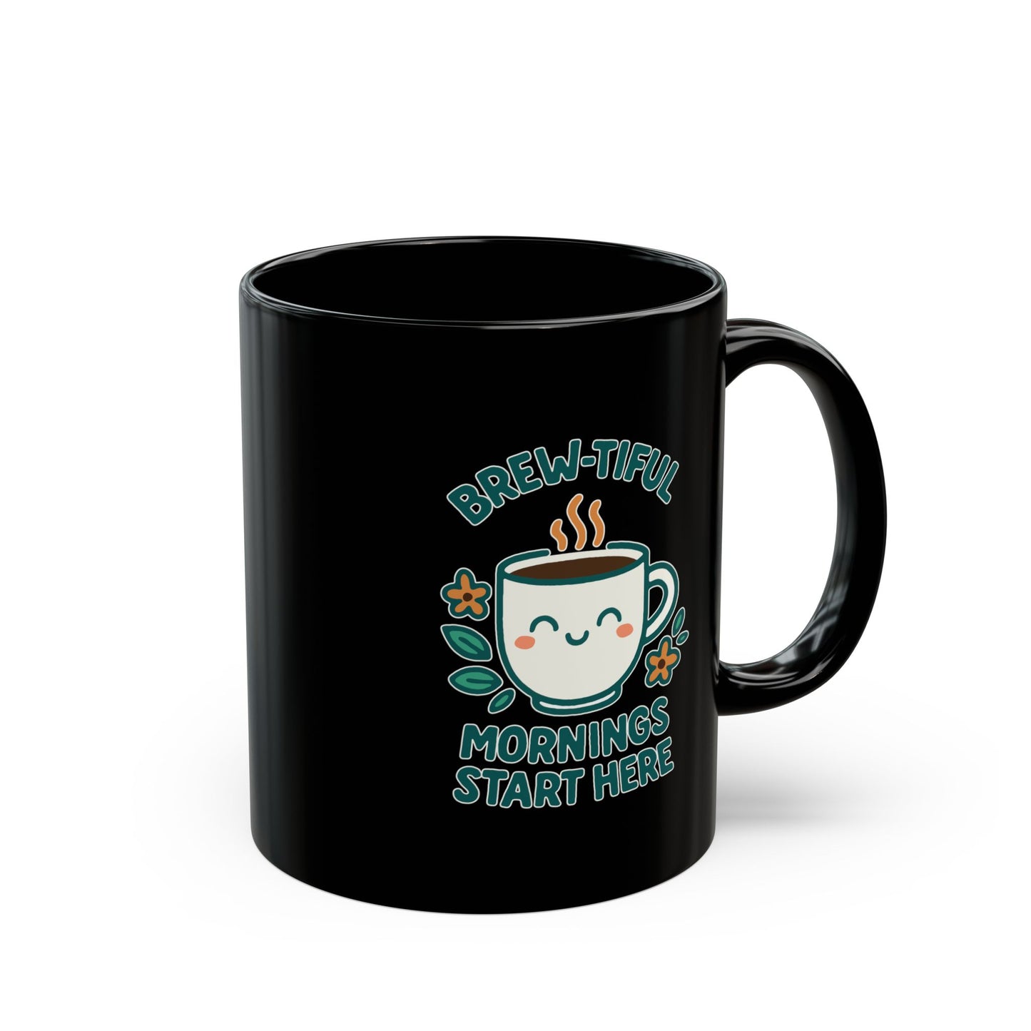 Brew-tiful Morning Mug, Cute Black Coffee Mug, Gift for Coffee Lovers, Fun Kitchen Decor, Inspirational Mug