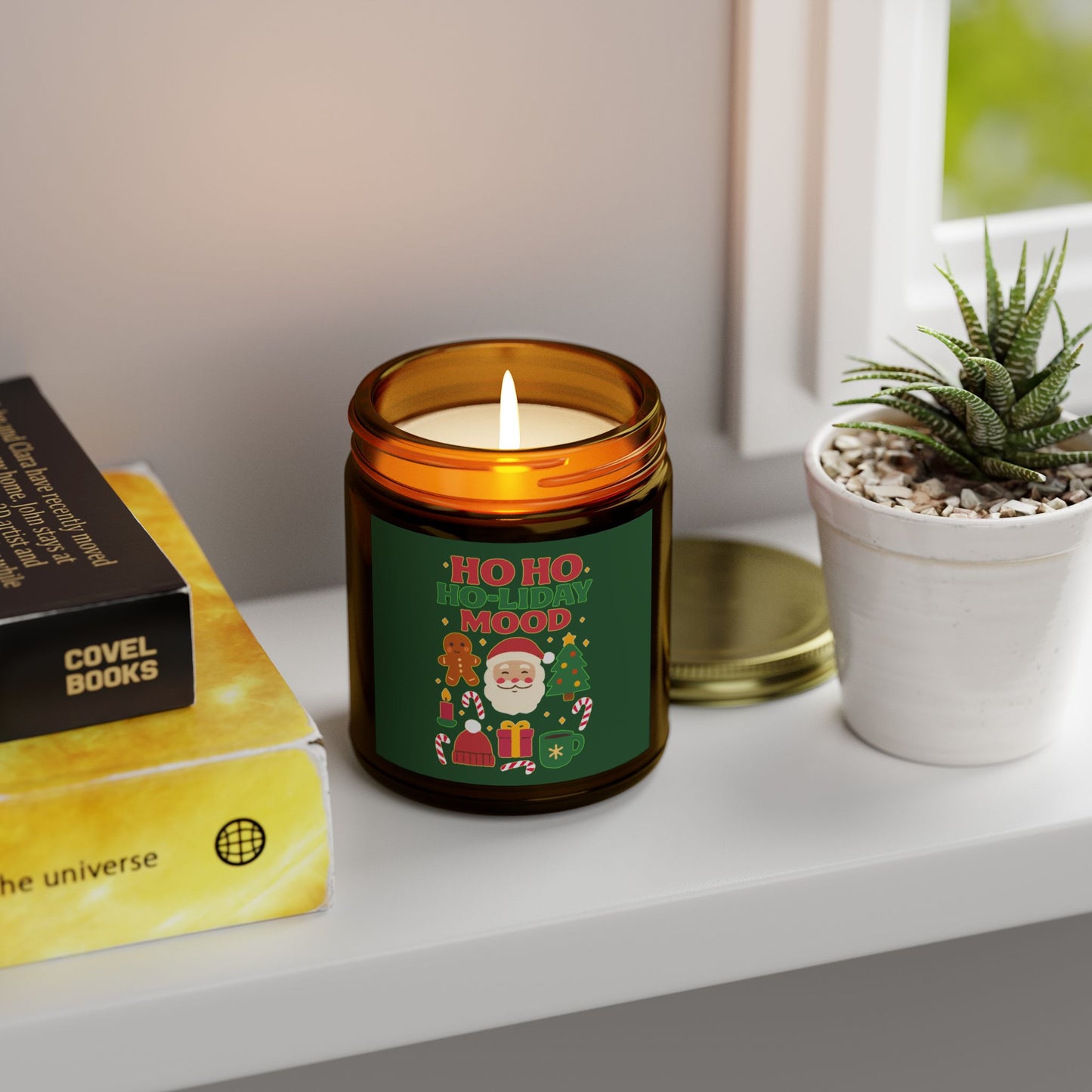 Ho Ho Ho-liday Mood Scented Candle, Coconut Apricot Wax, Relaxing Home Decor, Gift for Xmas Lovers, Cozy Atmosphere, Aromatherapy
