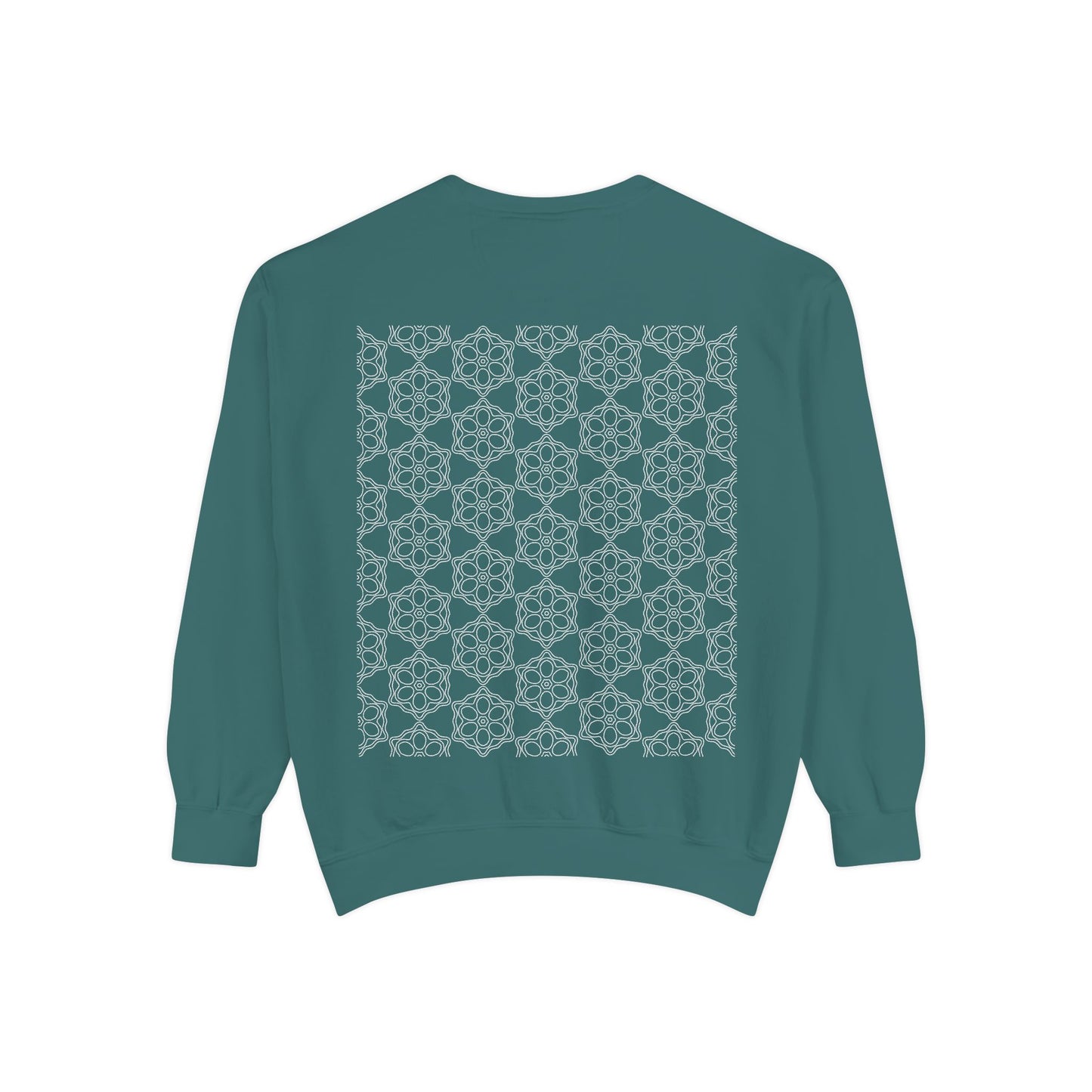 Garment-Dyed Sweatshirt with Elegant Floral Design, Cozy Unisex Sweater, Fashionable Casual Wear, Gift for Her, Perfect for Spring Style