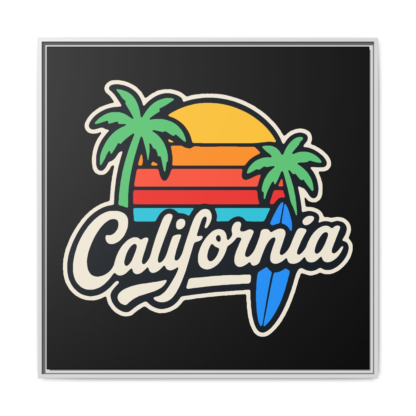 California Sunset Canvas Art, Framed Wall Decor, Tropical Beach Vibe, Home & Office Decor, Gift for Beach Lovers, Summer Art