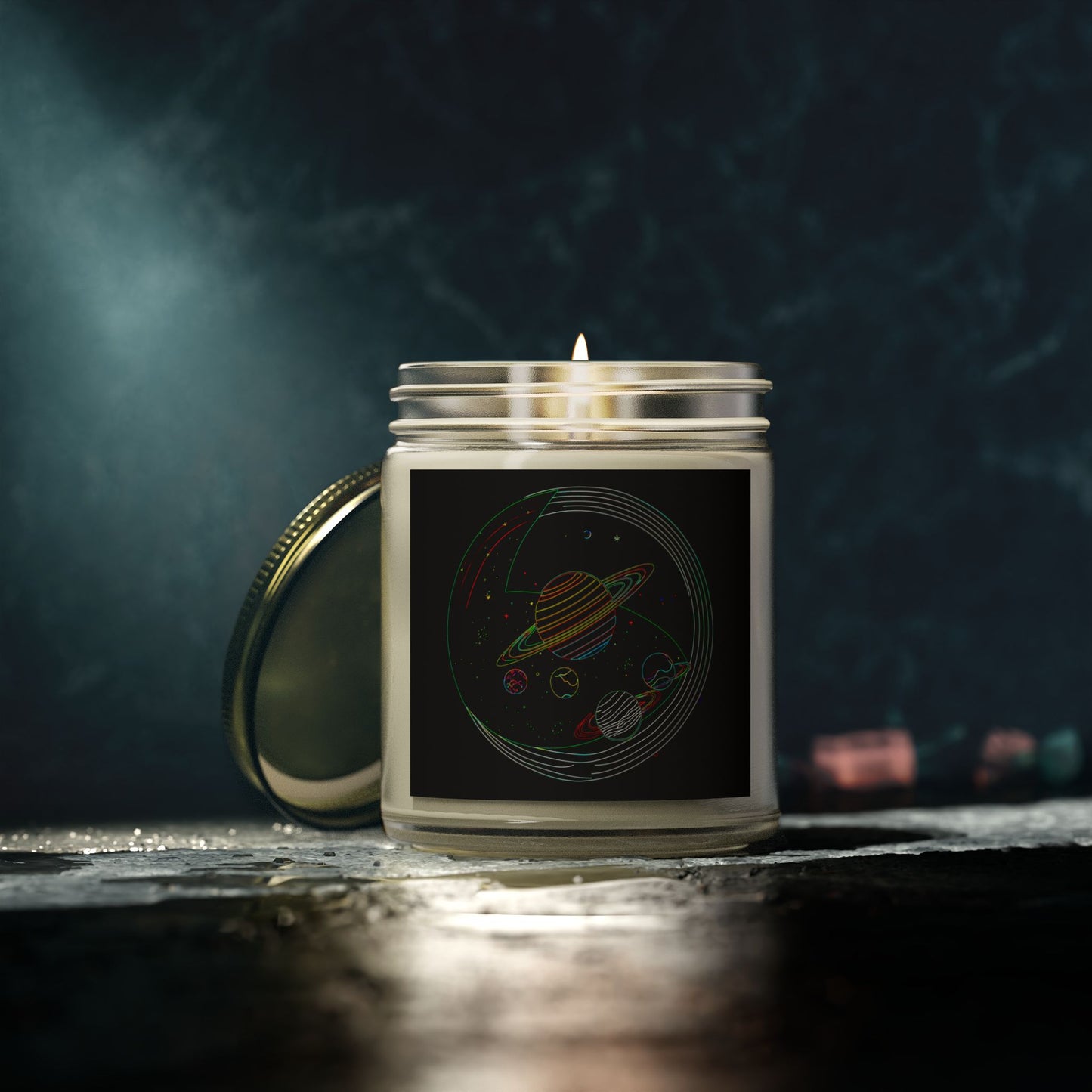 Galactic Scented Candles, Cosmic Coconut Apricot Wax, Space Candle Gift, Planets Decor, Aromatherapy Candle