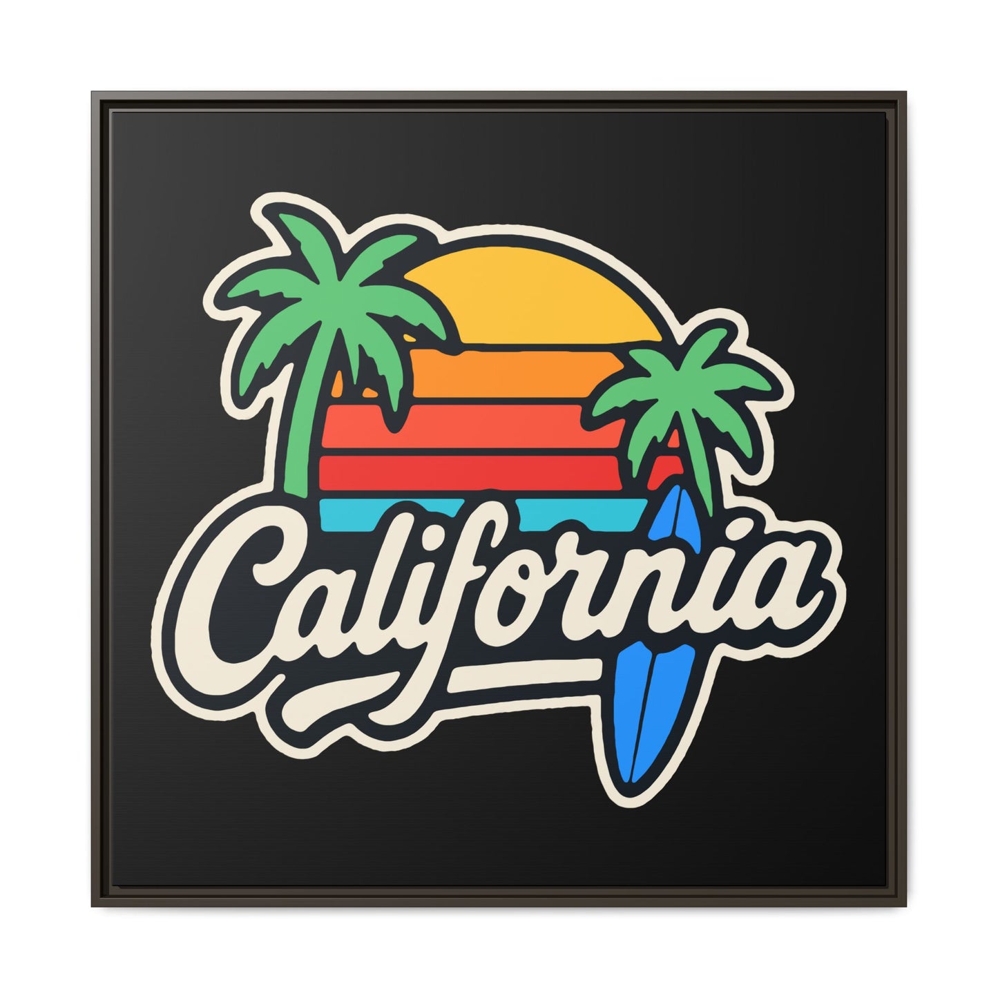 California Sunset Canvas Art, Framed Wall Decor, Tropical Beach Vibe, Home & Office Decor, Gift for Beach Lovers, Summer Art