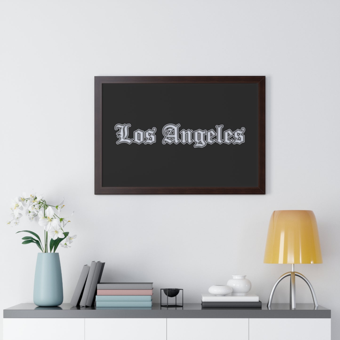 Los Angeles Framed Horizontal Poster, Wall Art, Home Decor, Gift for LA Lovers, Modern Wall Art, Interior Decoration - Silver Edition