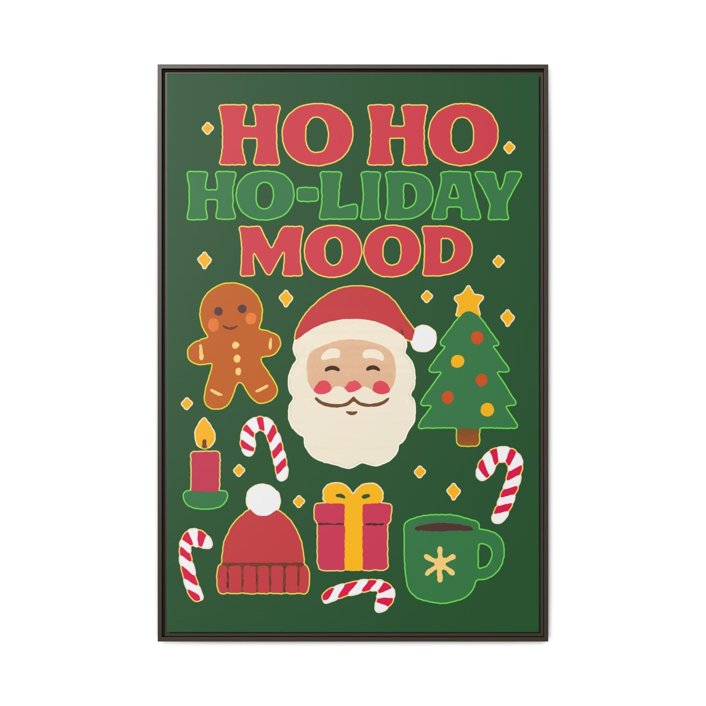 Framed Canvas Art, Festive Holiday, Cheerful Wall Art for Christmas, Santa Decor, Ho Ho Ho Seasonal Gift, Holiday Mood Wall Art