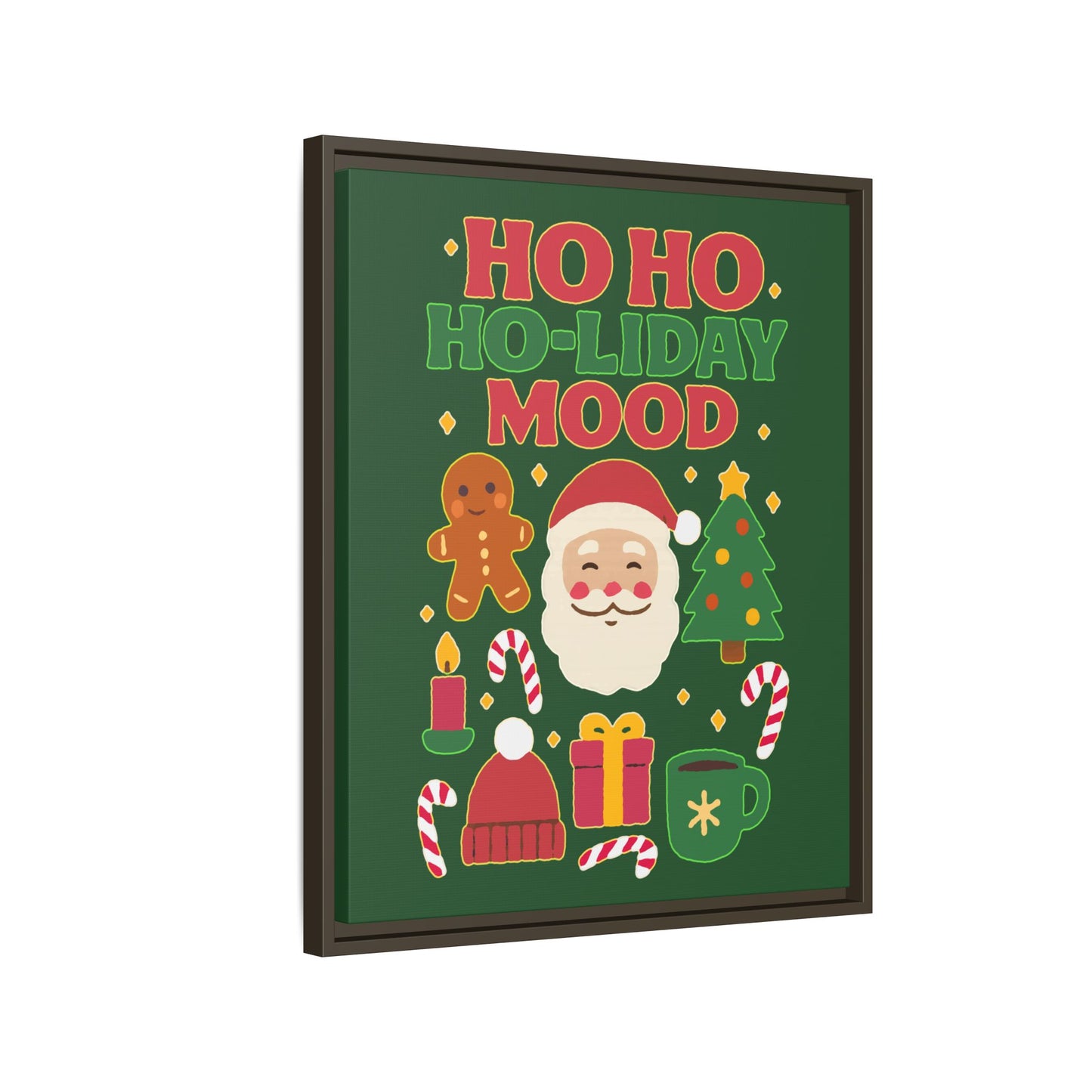 Framed Canvas Art, Festive Holiday, Cheerful Wall Art for Christmas, Santa Decor, Ho Ho Ho Seasonal Gift, Holiday Mood Wall Art