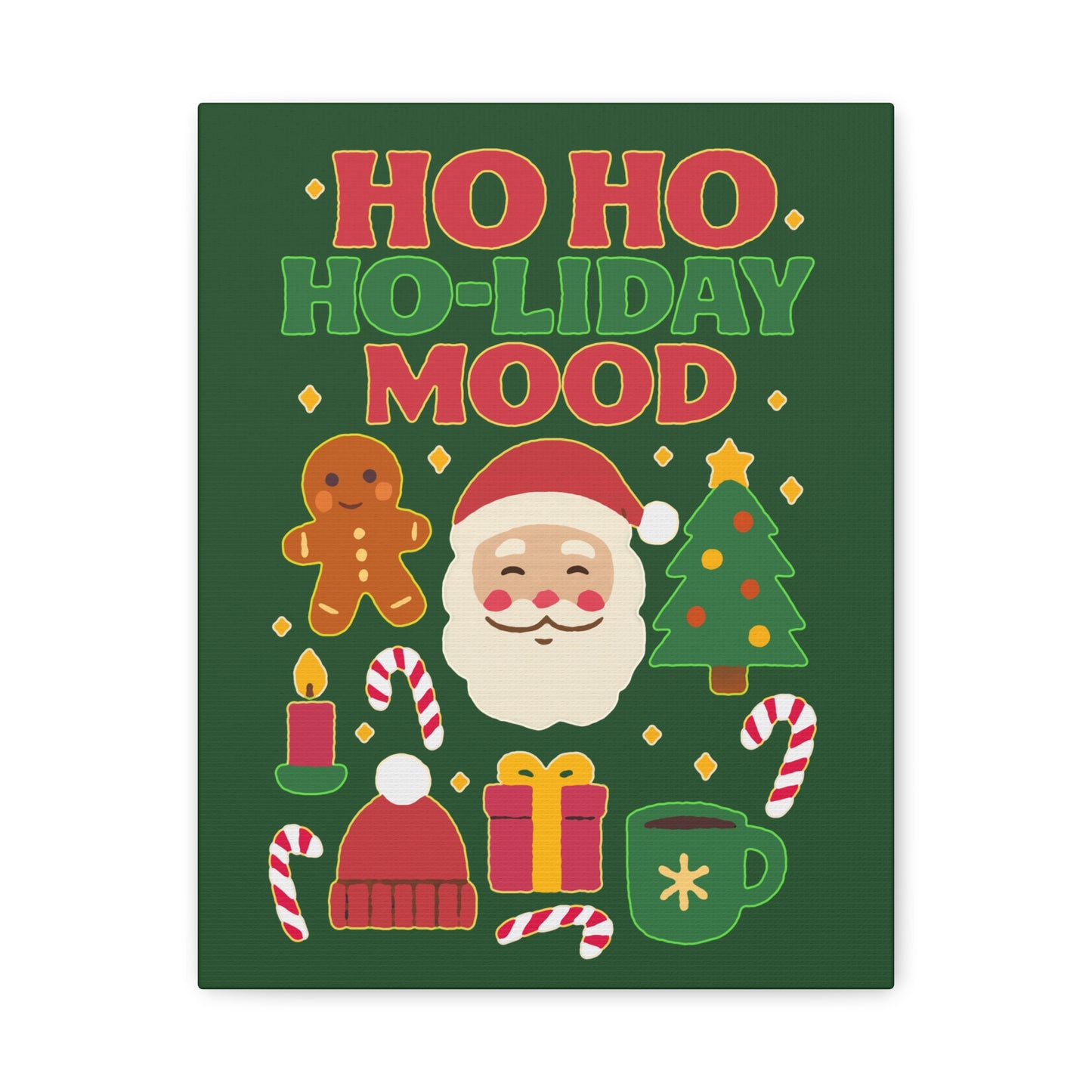 Holiday Canvas Wall Art, Festive Decor for Christmas, Santa and Gingerbread Vibe, Seasonal Home Decoration, Gift for Christmas Lovers