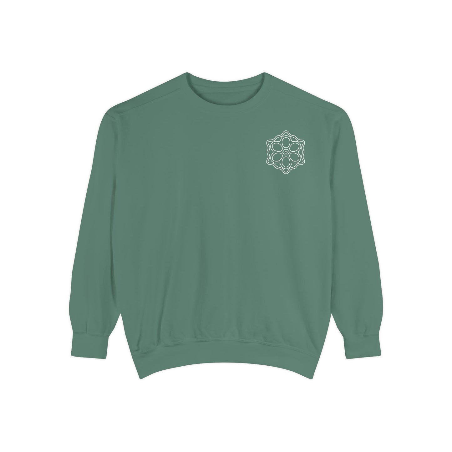 Garment-Dyed Sweatshirt with Elegant Floral Design, Cozy Unisex Sweater, Fashionable Casual Wear, Gift for Her, Perfect for Spring Style
