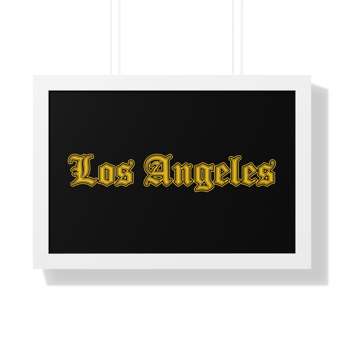 Los Angeles Framed Poster, Urban Wall Art for Home Decor, Cityscape Gift, Interior Design Accent, Modern Typography Decor - Golden Edition