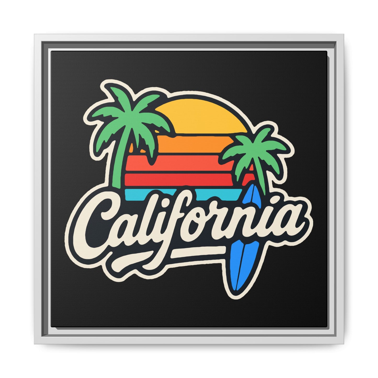 California Sunset Canvas Art, Framed Wall Decor, Tropical Beach Vibe, Home & Office Decor, Gift for Beach Lovers, Summer Art