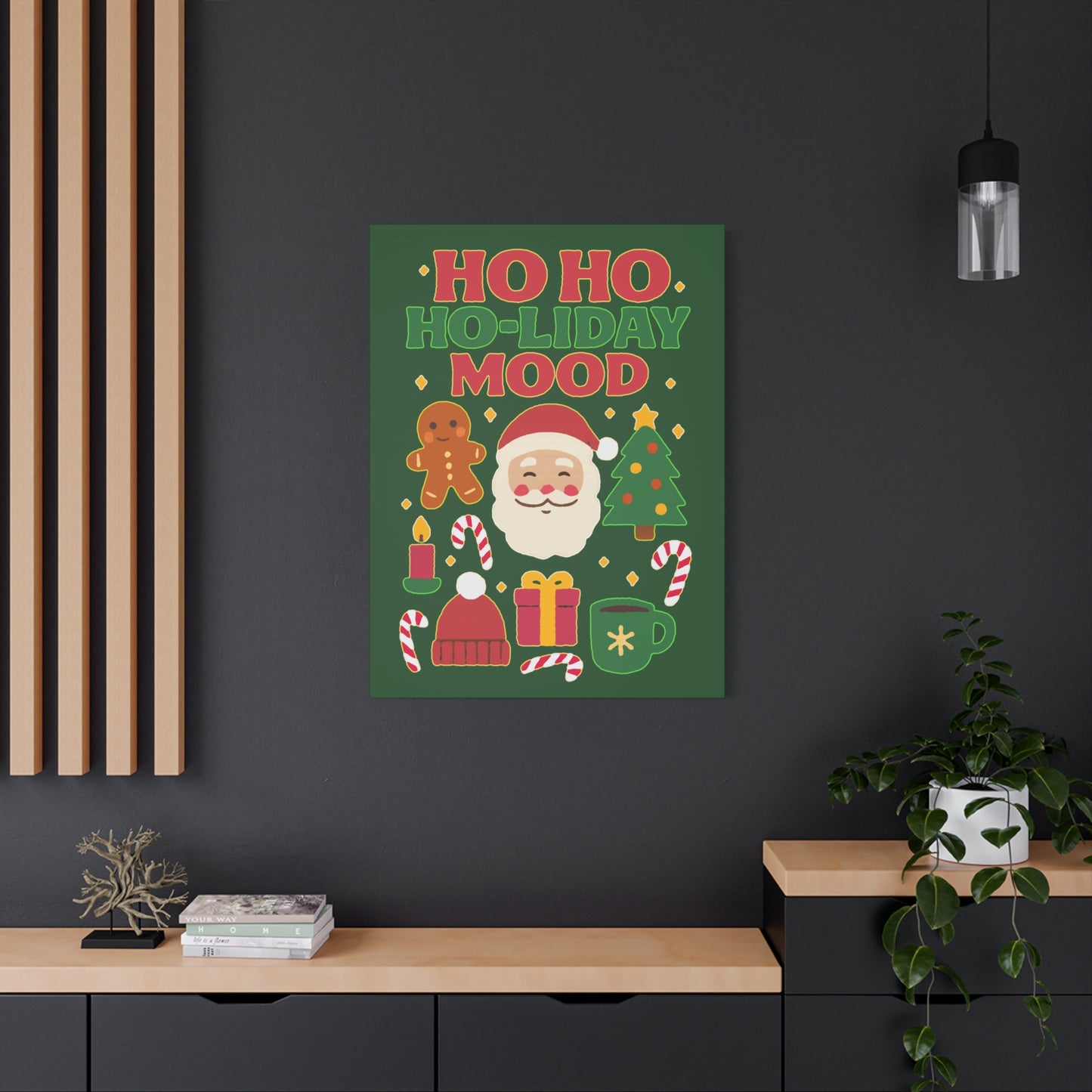Holiday Canvas Wall Art, Festive Decor for Christmas, Santa and Gingerbread Vibe, Seasonal Home Decoration, Gift for Christmas Lovers