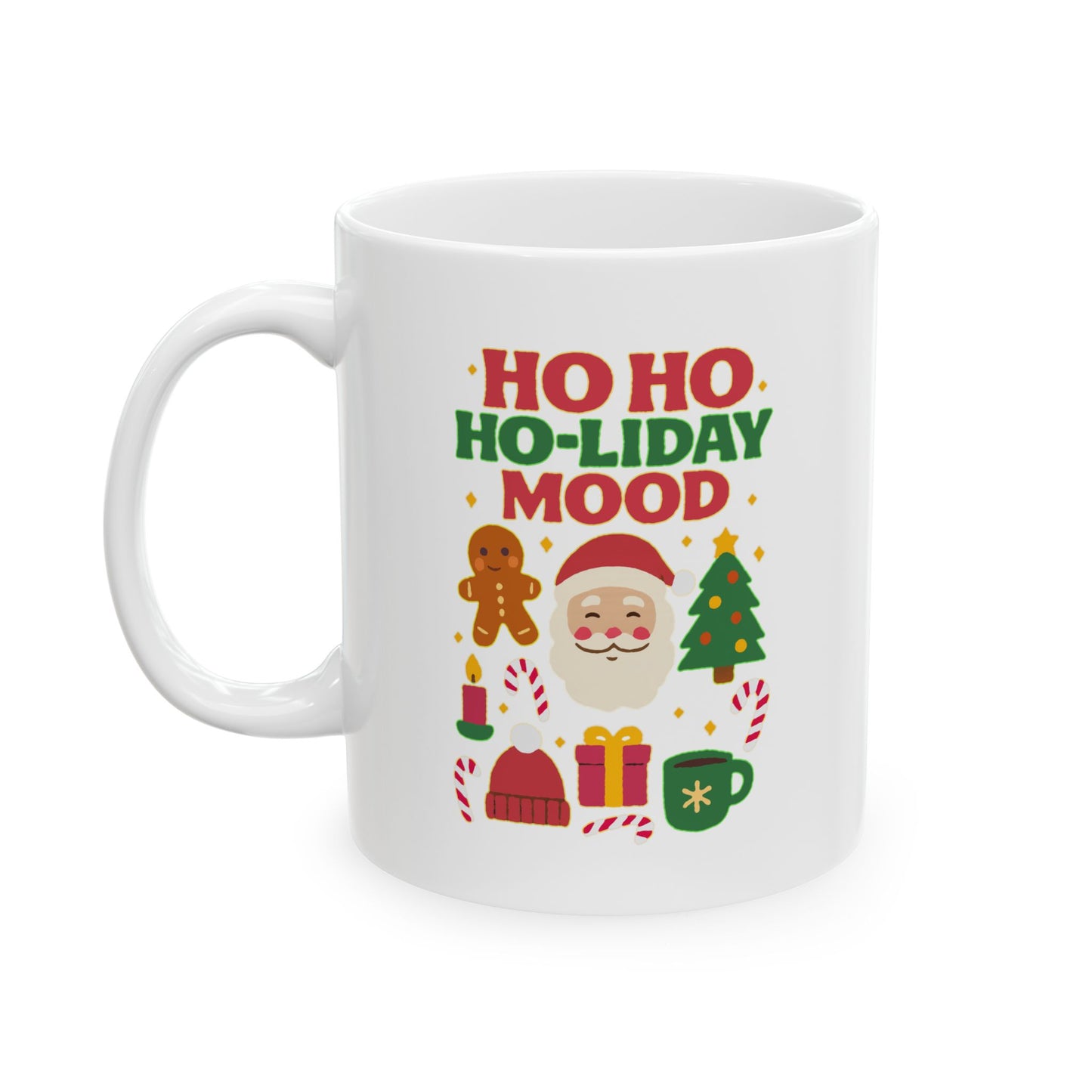 Festive Holiday Ceramic Mug, Christmas Coffee Cup, Holiday Gift Mug, Cute Gingerbread Design, Cozy Winter Drinkware
