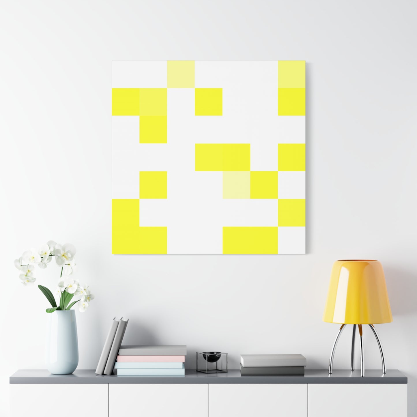 Yellow Pixel Grid - Canvas