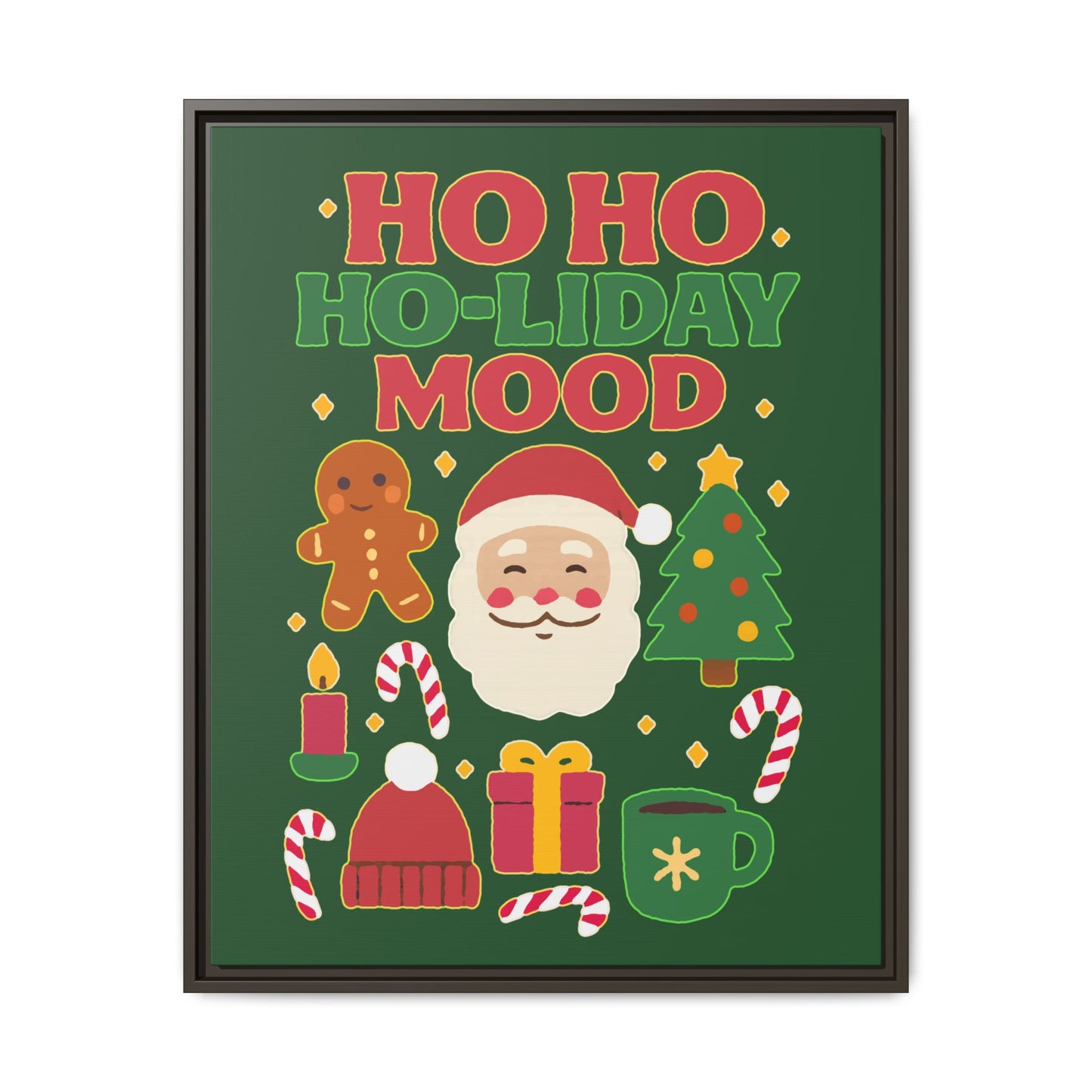 Framed Canvas Art, Festive Holiday, Cheerful Wall Art for Christmas, Santa Decor, Ho Ho Ho Seasonal Gift, Holiday Mood Wall Art