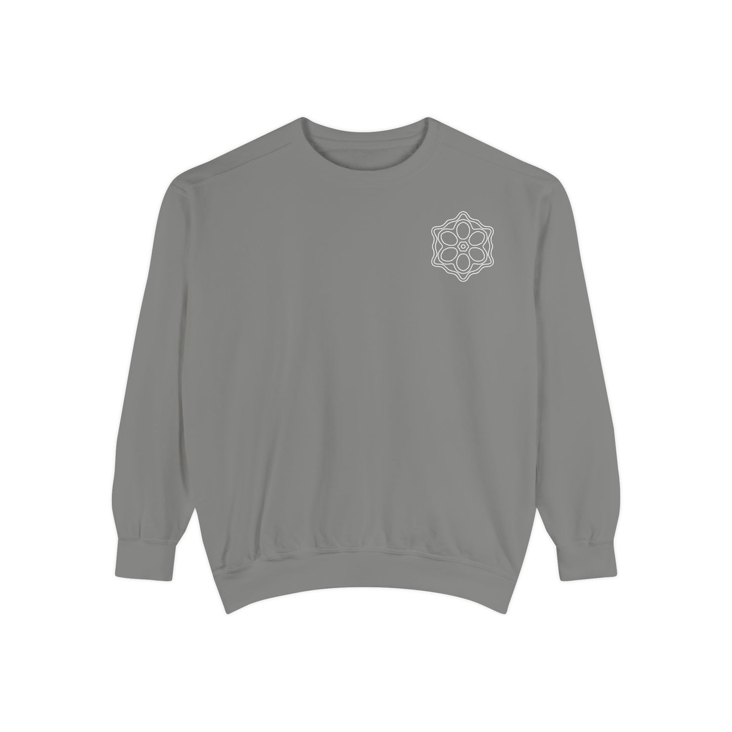 Garment-Dyed Sweatshirt with Elegant Floral Design, Cozy Unisex Sweater, Fashionable Casual Wear, Gift for Her, Perfect for Spring Style