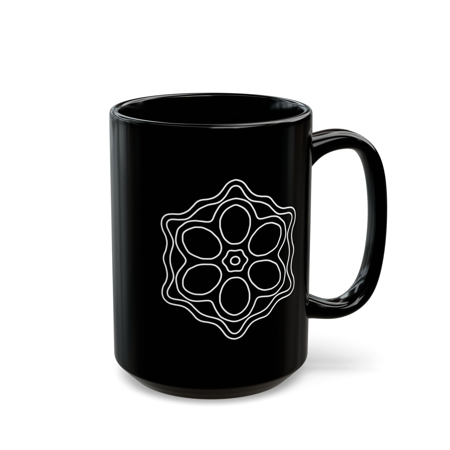 Elegant Black Mug with Floral Design, Perfect for Coffee Lovers, Gift for Moms, Yoga Enthusiasts, and Home Decor, 11oz or 15oz