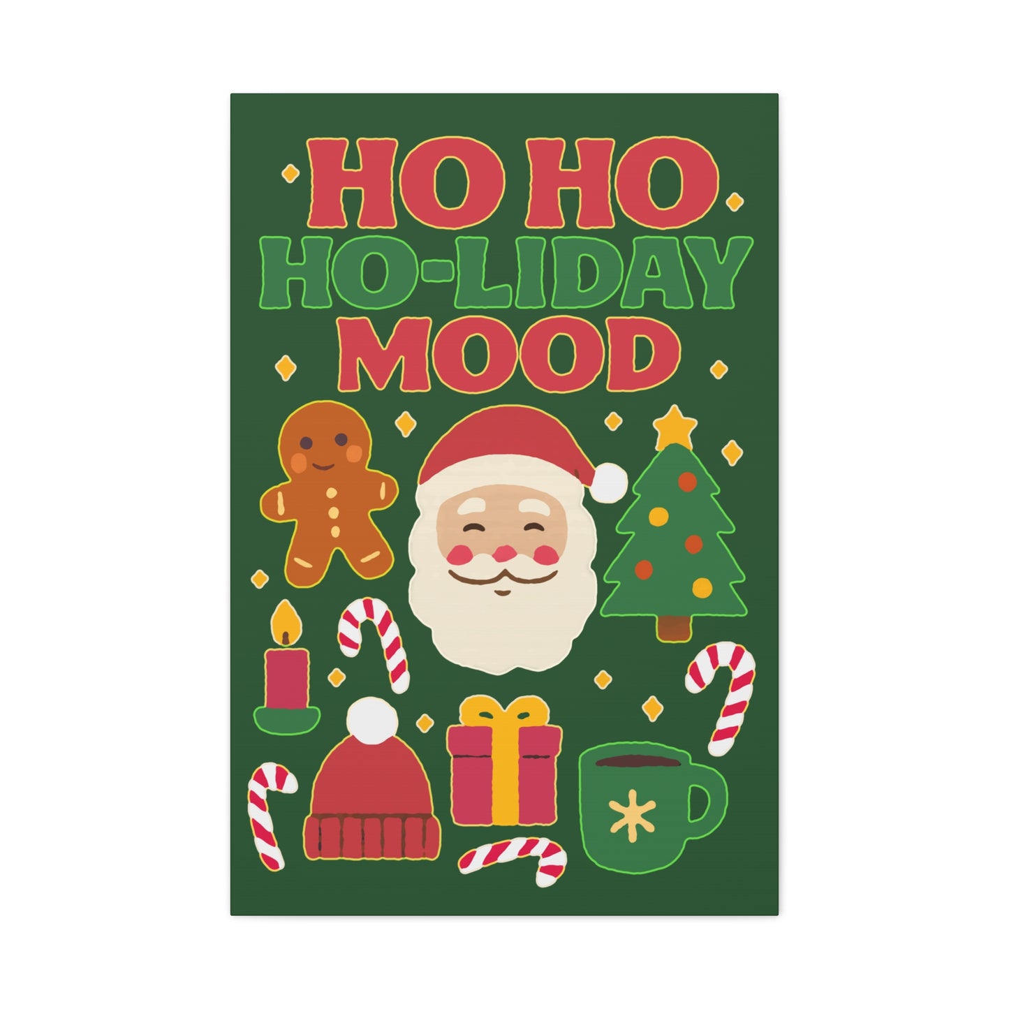 Holiday Canvas Wall Art, Festive Decor for Christmas, Santa and Gingerbread Vibe, Seasonal Home Decoration, Gift for Christmas Lovers