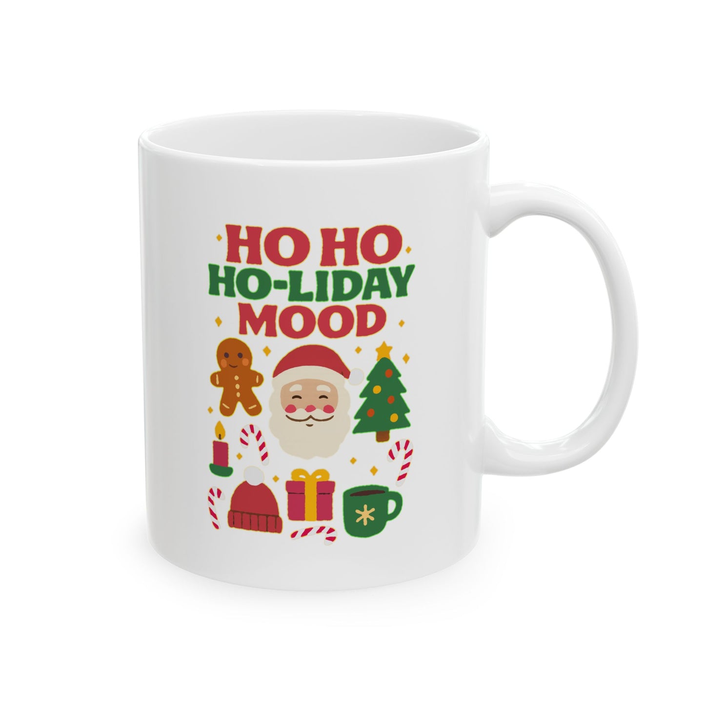 Festive Holiday Ceramic Mug, Christmas Coffee Cup, Holiday Gift Mug, Cute Gingerbread Design, Cozy Winter Drinkware