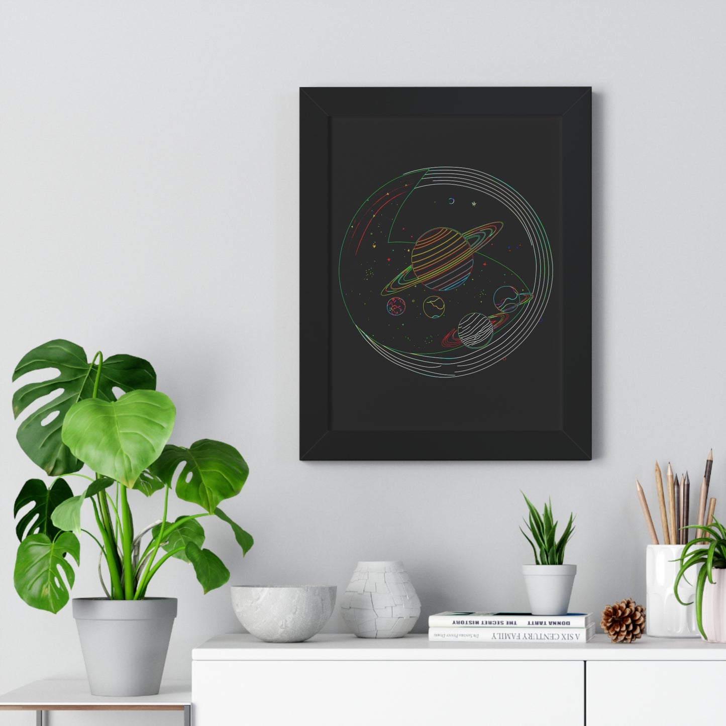 Cosmic Planetary Framed Vertical Poster, Space Art Decor, Astronomy Gift, Home Wall Art, Celestial Decoration, Galaxy Print