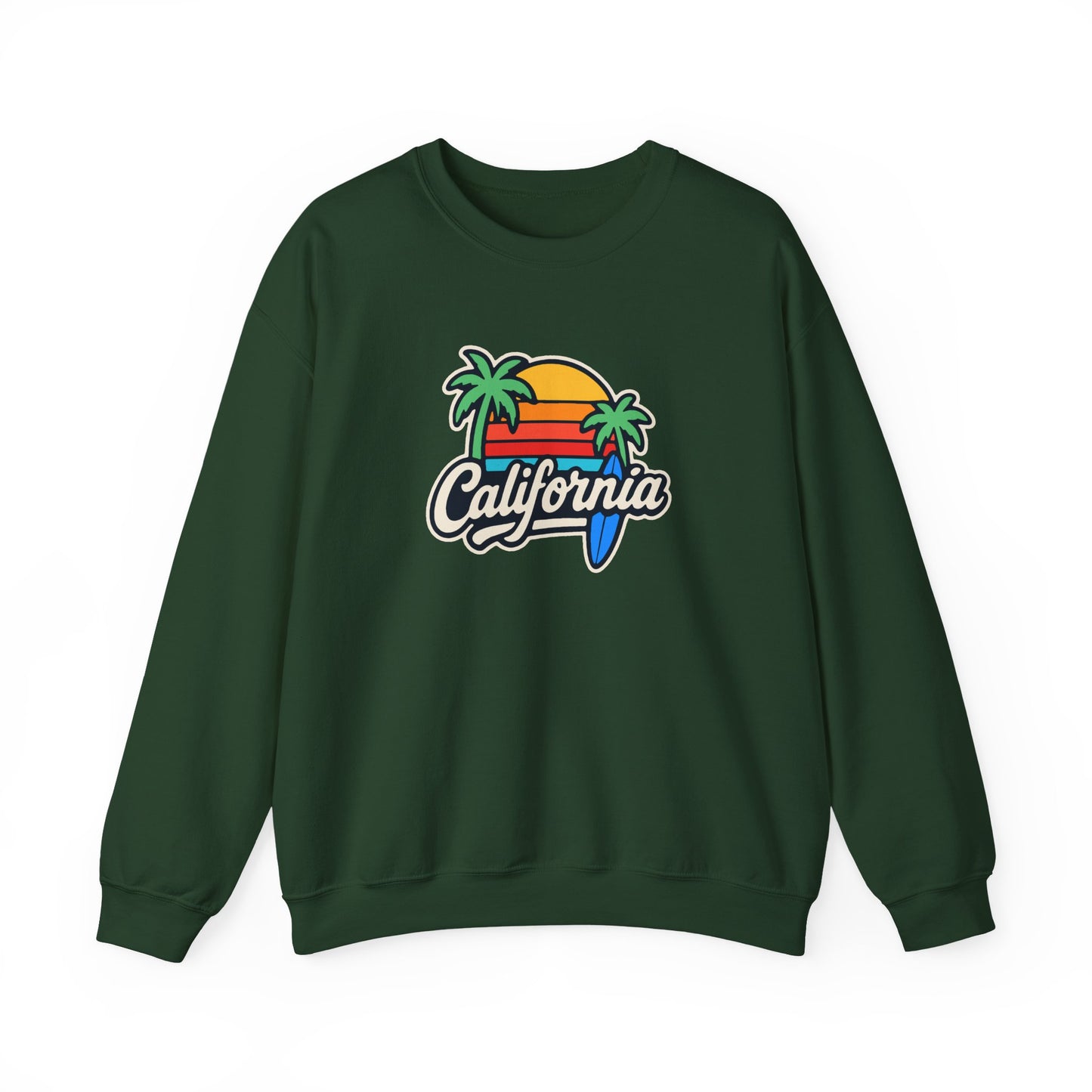 California Sunset Crewneck Sweatshirt, Cozy Sweatshirt, Unisex Pullover, Graphic Tee, Beach Lifestyle Apparel, Casual Wear, Gift for Him/Her