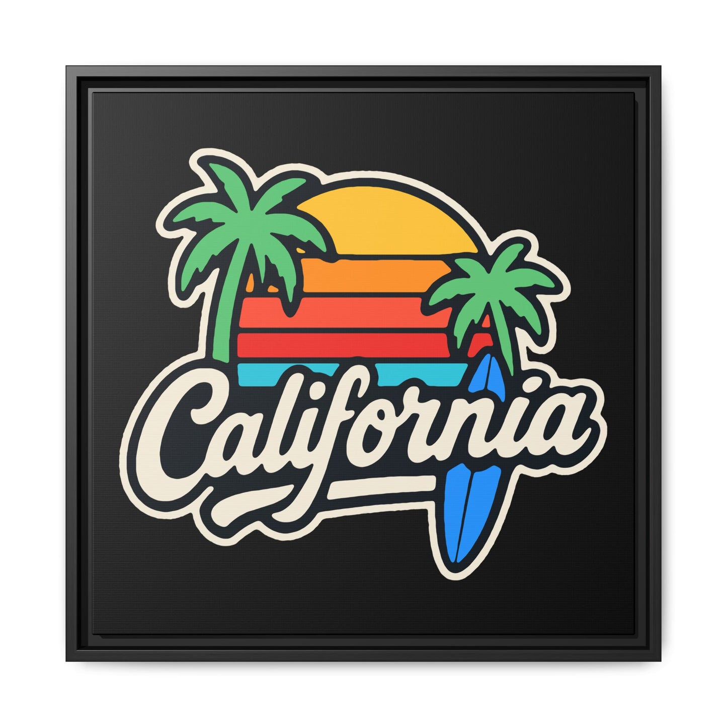 California Sunset Canvas Art, Framed Wall Decor, Tropical Beach Vibe, Home & Office Decor, Gift for Beach Lovers, Summer Art