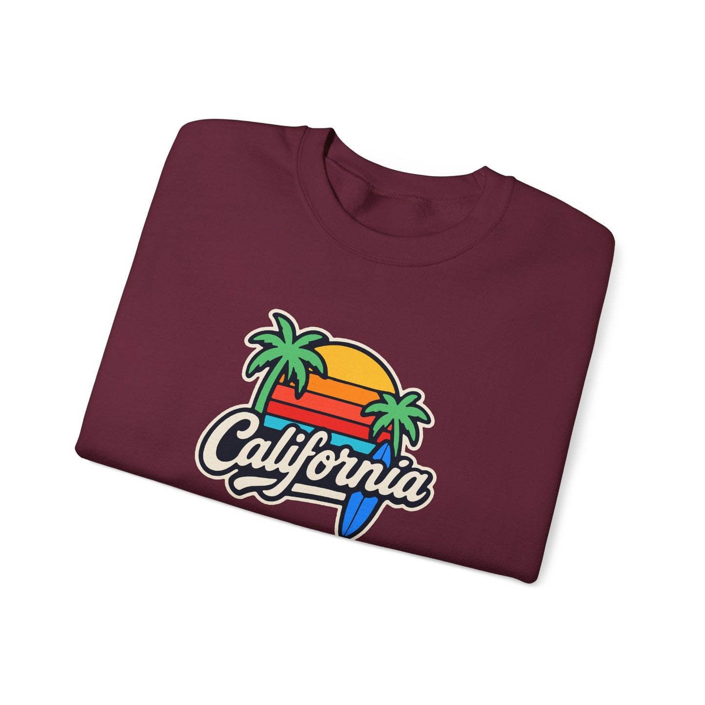 California Sunset Crewneck Sweatshirt, Cozy Sweatshirt, Unisex Pullover, Graphic Tee, Beach Lifestyle Apparel, Casual Wear, Gift for Him/Her