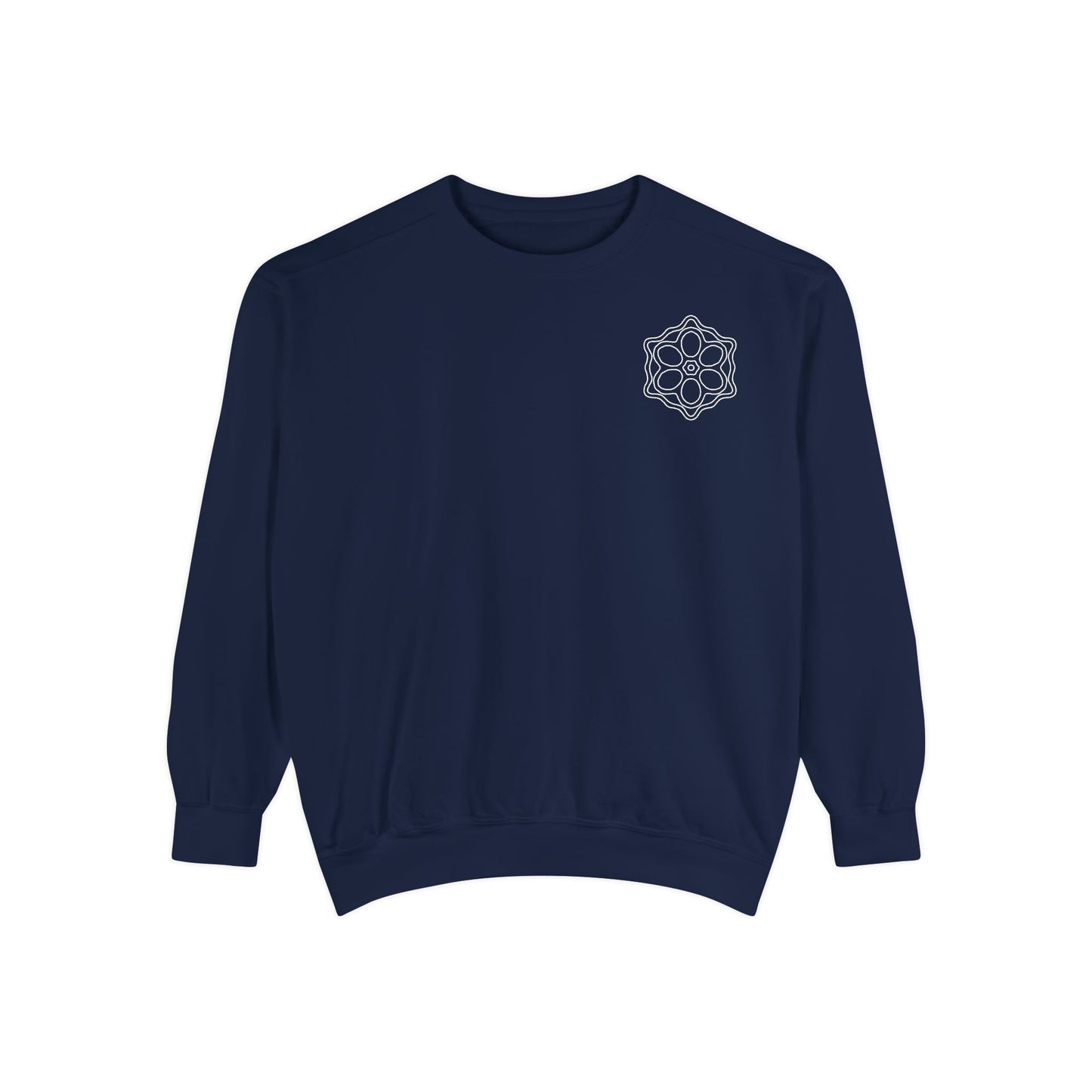 Garment-Dyed Sweatshirt with Elegant Floral Design, Cozy Unisex Sweater, Fashionable Casual Wear, Gift for Her, Perfect for Spring Style