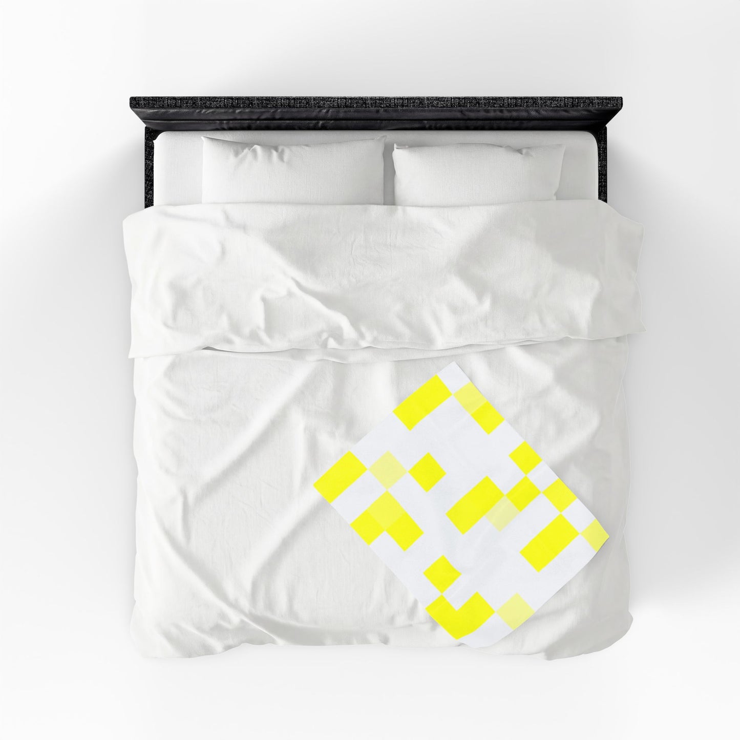 Yellow Pixel Grid - Plush Blanket