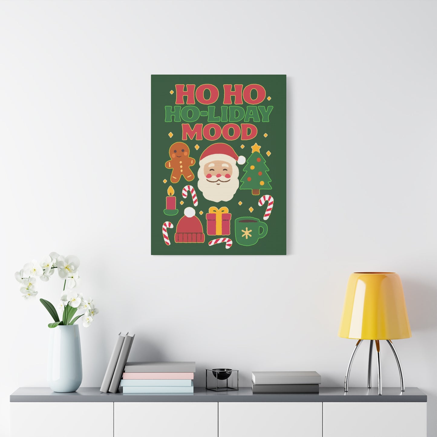 Holiday Canvas Wall Art, Festive Decor for Christmas, Santa and Gingerbread Vibe, Seasonal Home Decoration, Gift for Christmas Lovers