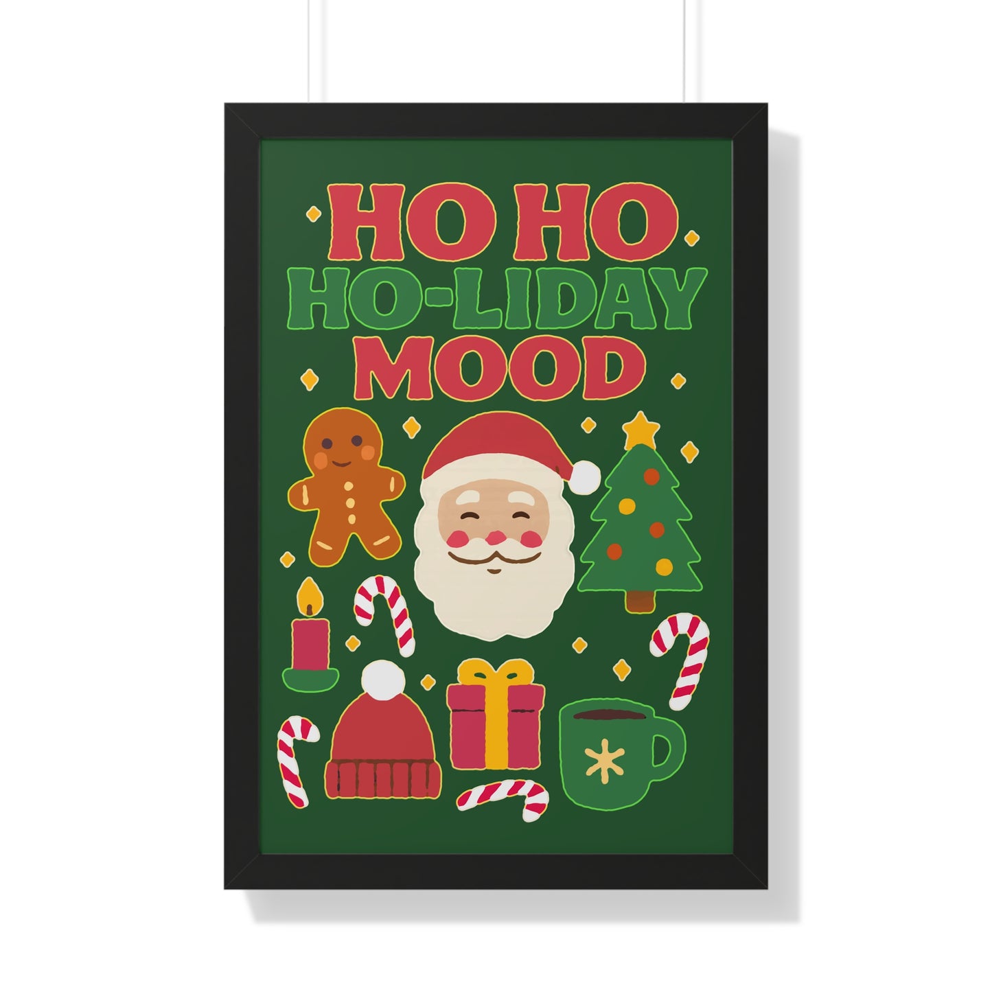 Festive Holiday Poster Print, Cheerful Wall Art for Christmas, Santa Decor, Ho Ho Ho Seasonal Gift, Holiday Mood Wall Art