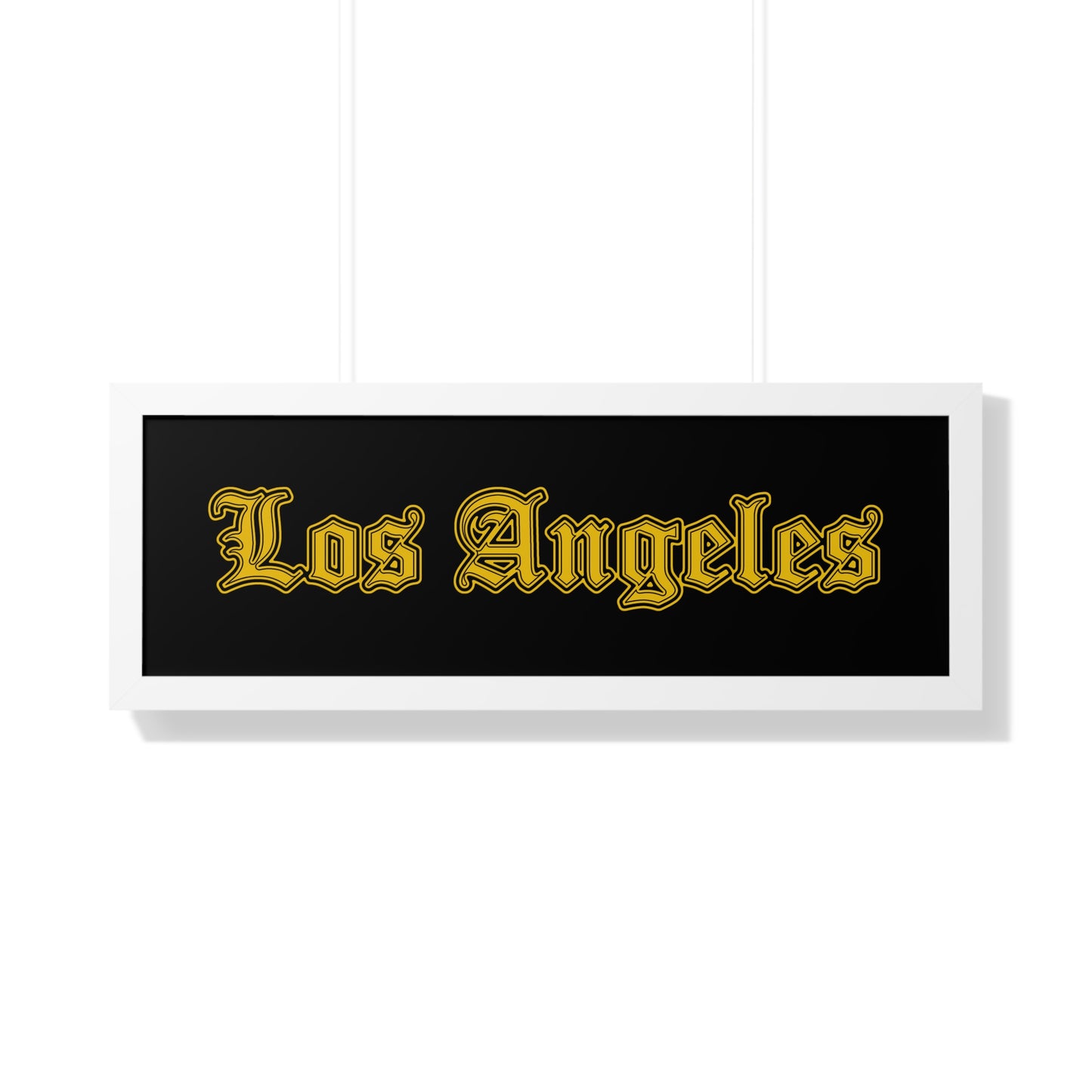 Los Angeles Framed Poster, Urban Wall Art for Home Decor, Cityscape Gift, Interior Design Accent, Modern Typography Decor - Golden Edition
