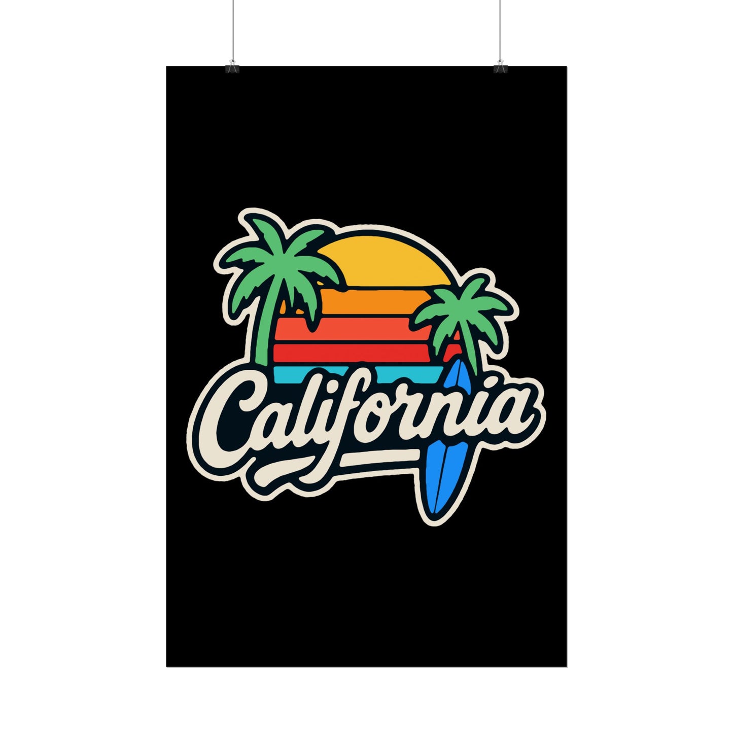 California Surf Vibes Rolled Poster, Beach Decor, Wall Art, Summer Gift, California Love, Tropical Art Print