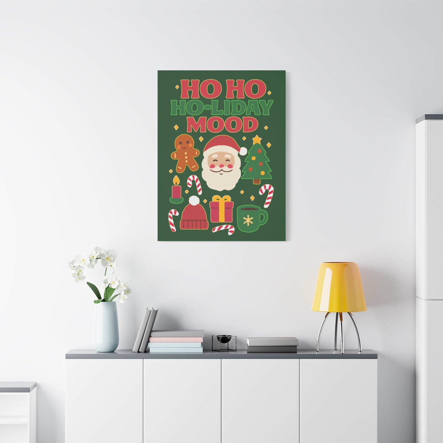 Holiday Canvas Wall Art, Festive Decor for Christmas, Santa and Gingerbread Vibe, Seasonal Home Decoration, Gift for Christmas Lovers