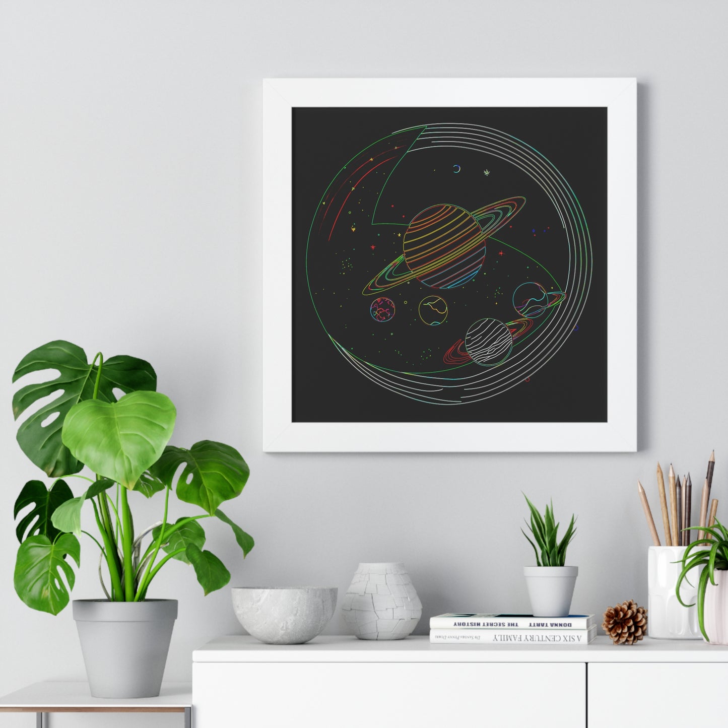 Cosmic Planetary Framed Vertical Poster, Space Art Decor, Astronomy Gift, Home Wall Art, Celestial Decoration, Galaxy Print