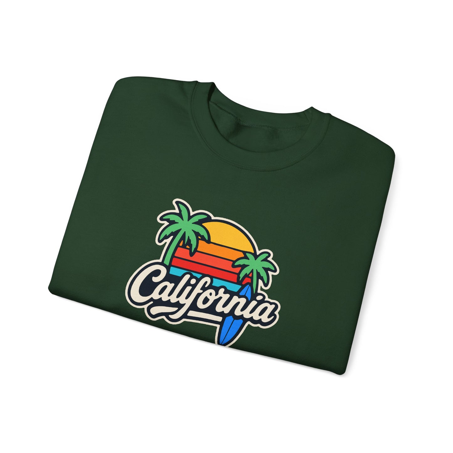 California Sunset Crewneck Sweatshirt, Cozy Sweatshirt, Unisex Pullover, Graphic Tee, Beach Lifestyle Apparel, Casual Wear, Gift for Him/Her