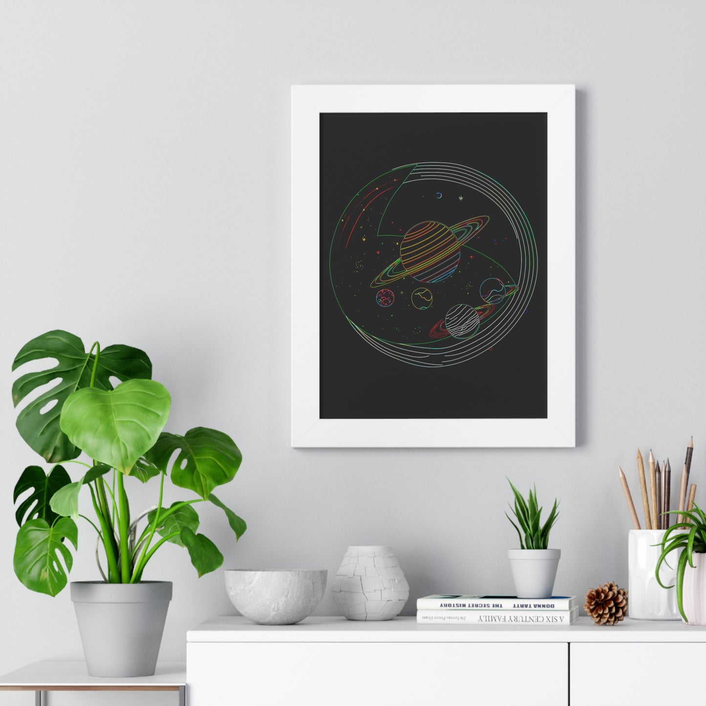 Cosmic Planetary Framed Vertical Poster, Space Art Decor, Astronomy Gift, Home Wall Art, Celestial Decoration, Galaxy Print