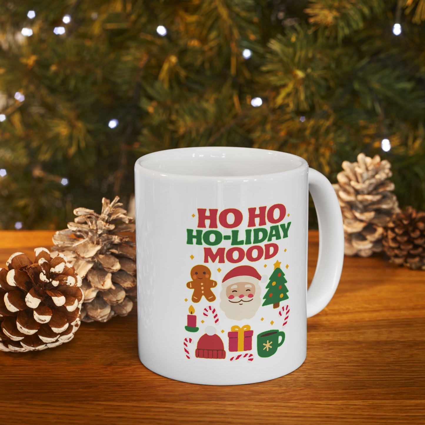 Festive Holiday Ceramic Mug, Christmas Coffee Cup, Holiday Gift Mug, Cute Gingerbread Design, Cozy Winter Drinkware