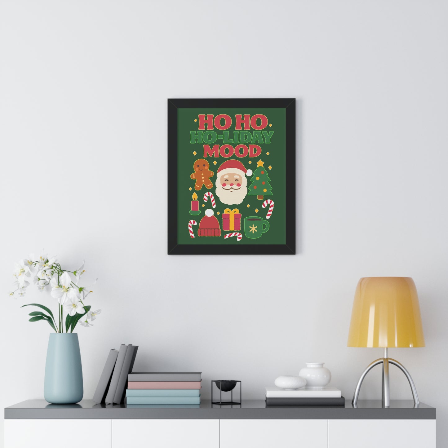 Festive Holiday Poster Print, Cheerful Wall Art for Christmas, Santa Decor, Ho Ho Ho Seasonal Gift, Holiday Mood Wall Art