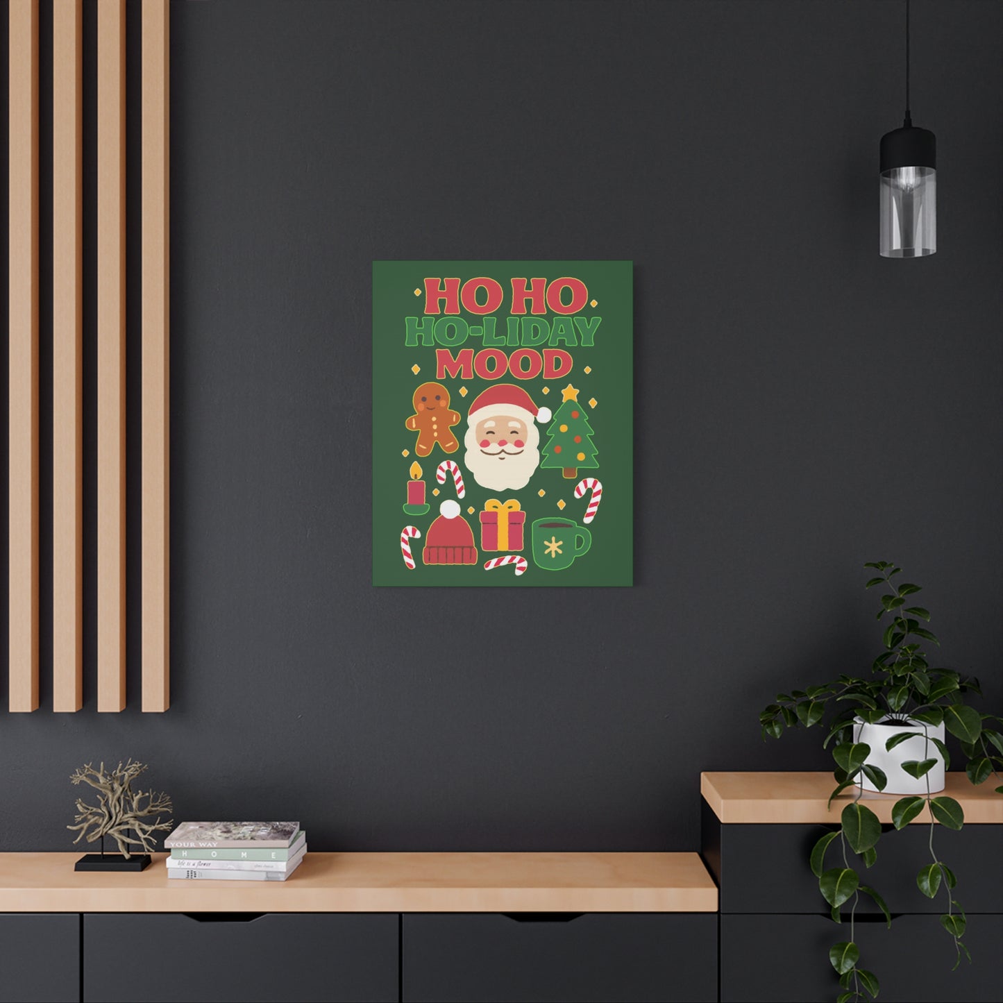 Holiday Canvas Wall Art, Festive Decor for Christmas, Santa and Gingerbread Vibe, Seasonal Home Decoration, Gift for Christmas Lovers