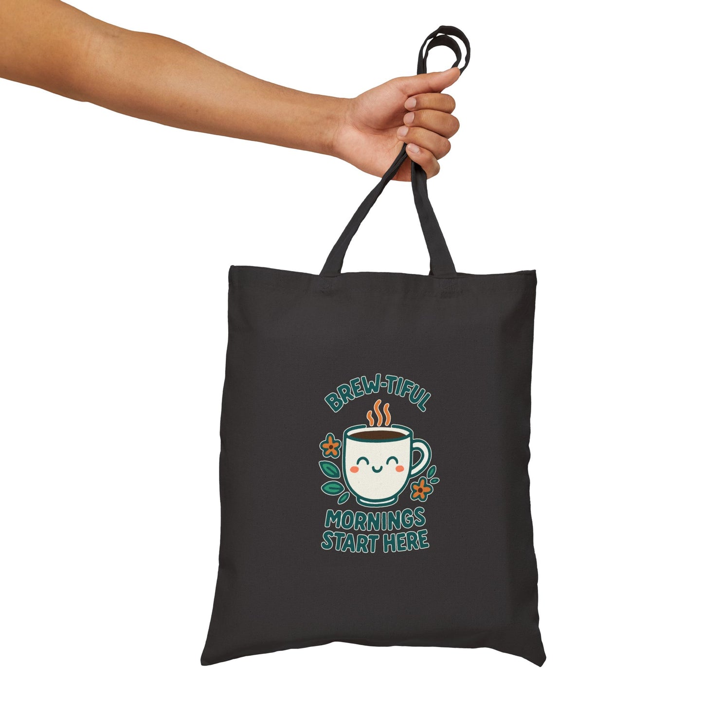 Brew-tiful Mornings Tote Bag, Eco-Friendly Grocery Bag, Coffee Lover Gift, Cute Canvas Carryall, Reusable Shopping Tote