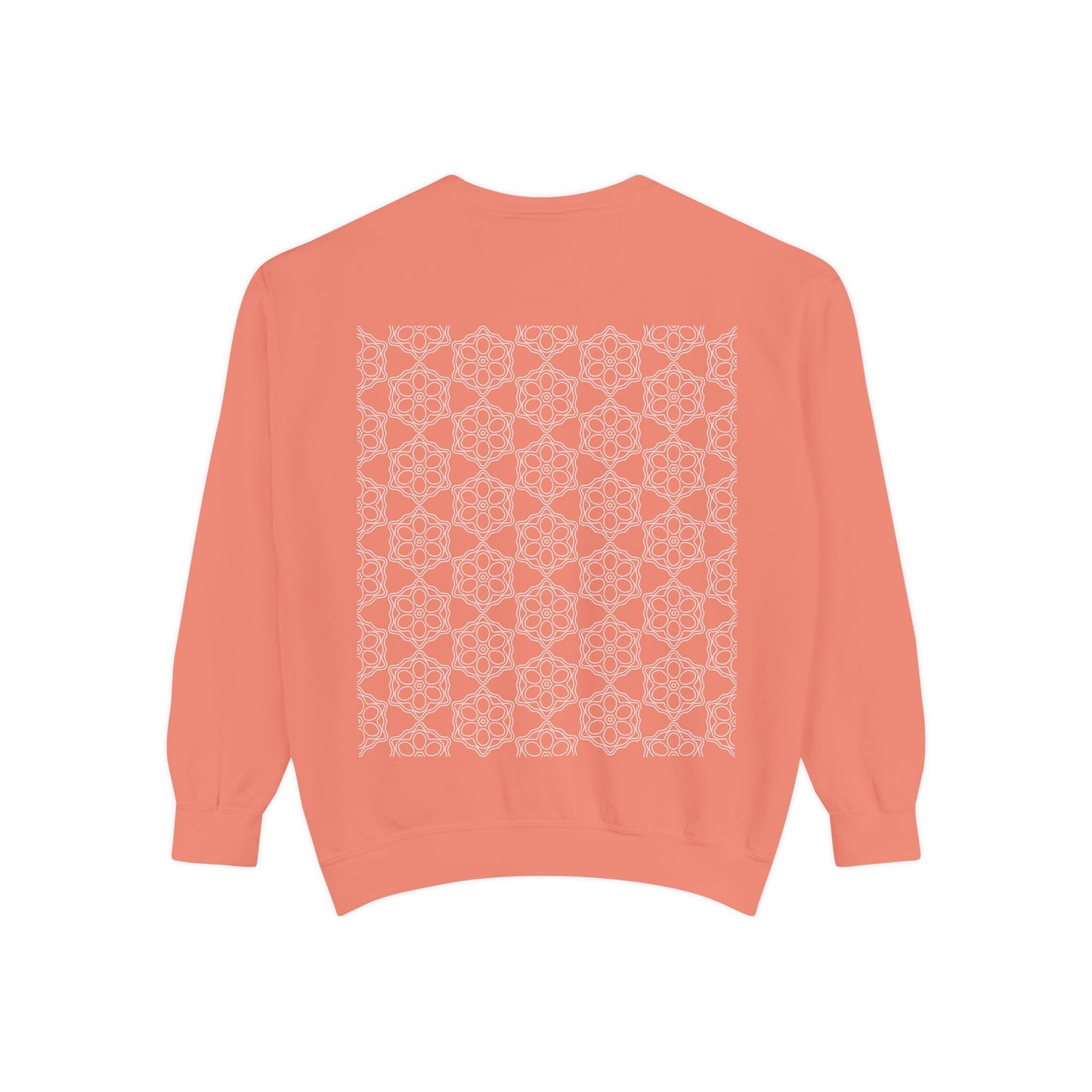 Garment-Dyed Sweatshirt with Elegant Floral Design, Cozy Unisex Sweater, Fashionable Casual Wear, Gift for Her, Perfect for Spring Style