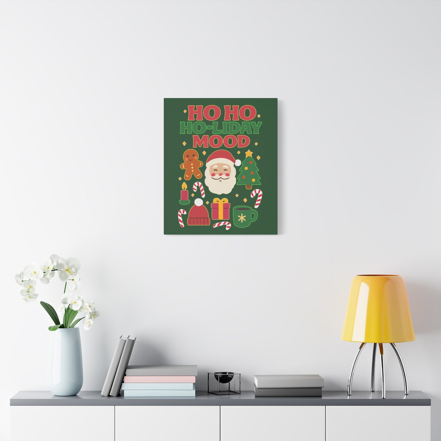Holiday Canvas Wall Art, Festive Decor for Christmas, Santa and Gingerbread Vibe, Seasonal Home Decoration, Gift for Christmas Lovers