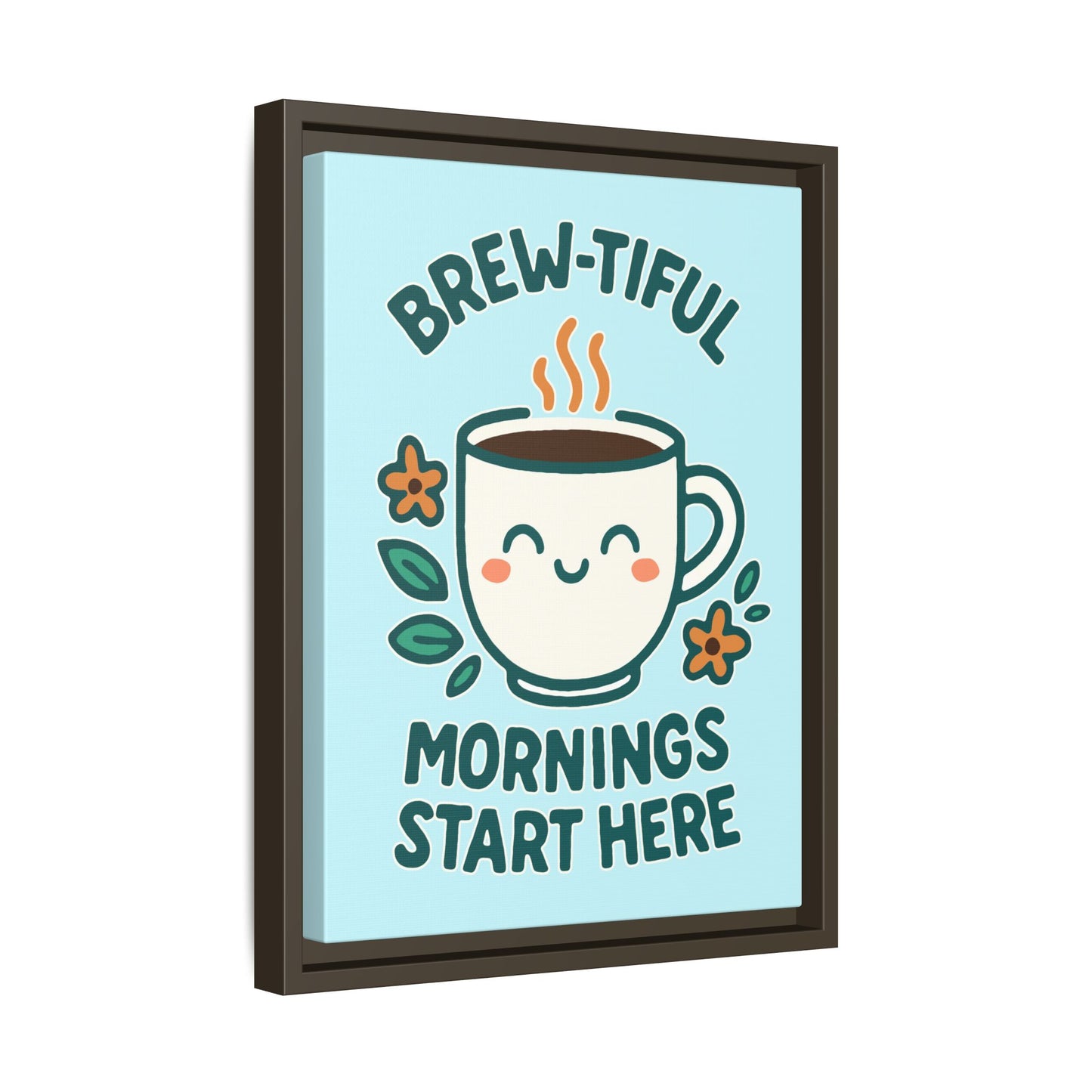 Framed Canvas Art, Brew-tiful Mornings Wall Decor, Coffee Lovers Gift, Kitchen Decoration, Cozy Home Art, Cute Framed Print
