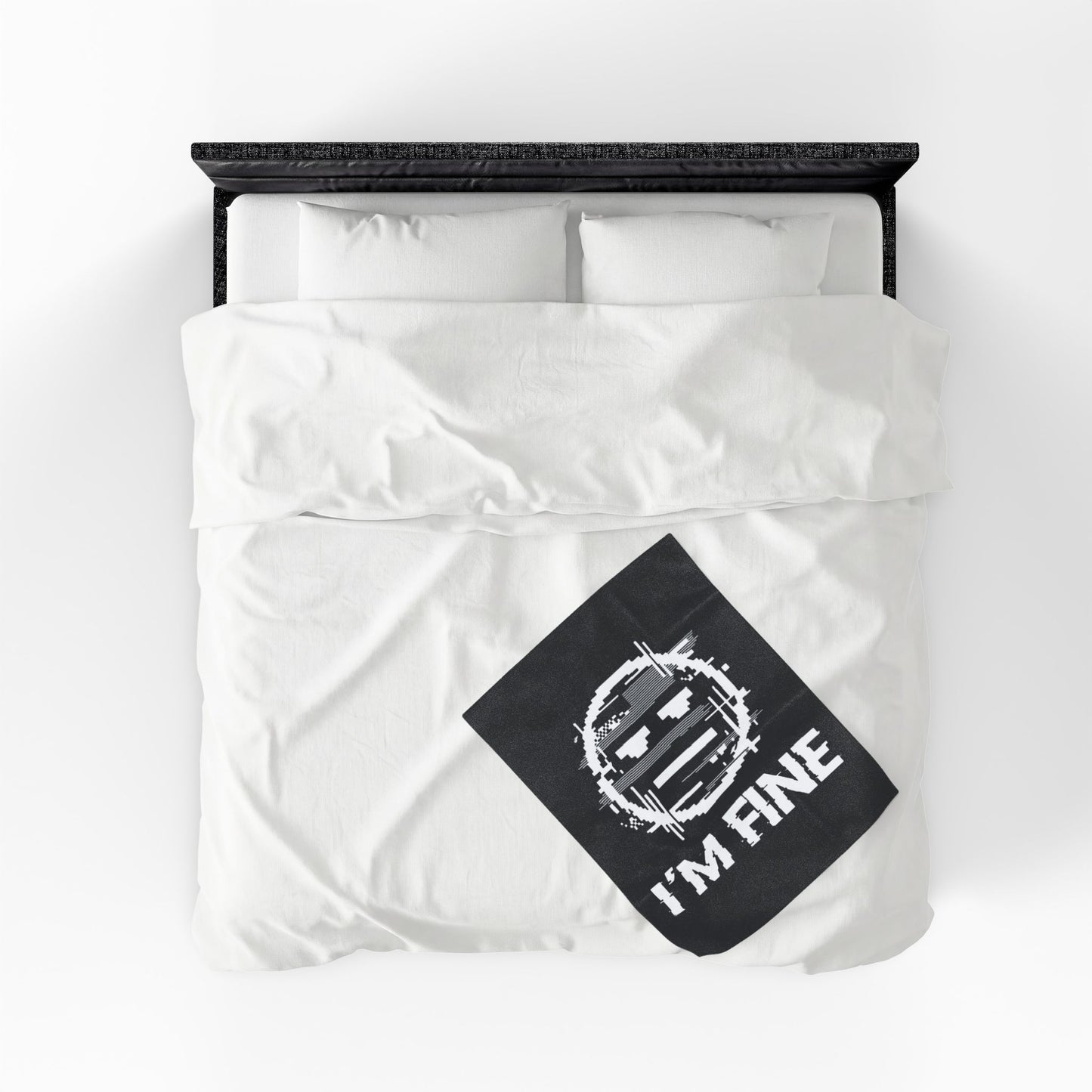 I’m Fine Glitched Smiley - Plush Blanket