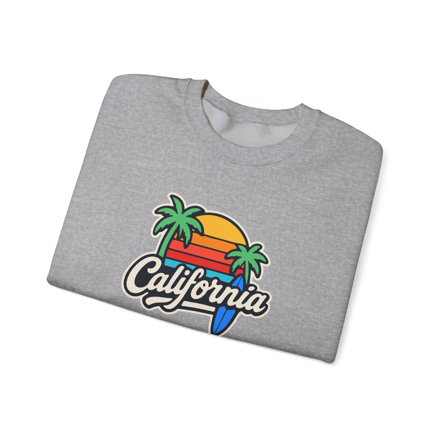 California Sunset Crewneck Sweatshirt, Cozy Sweatshirt, Unisex Pullover, Graphic Tee, Beach Lifestyle Apparel, Casual Wear, Gift for Him/Her