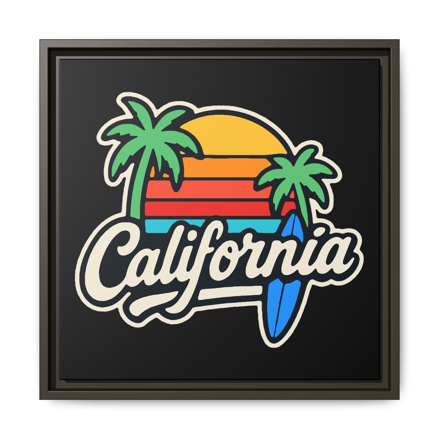 California Sunset Canvas Art, Framed Wall Decor, Tropical Beach Vibe, Home & Office Decor, Gift for Beach Lovers, Summer Art