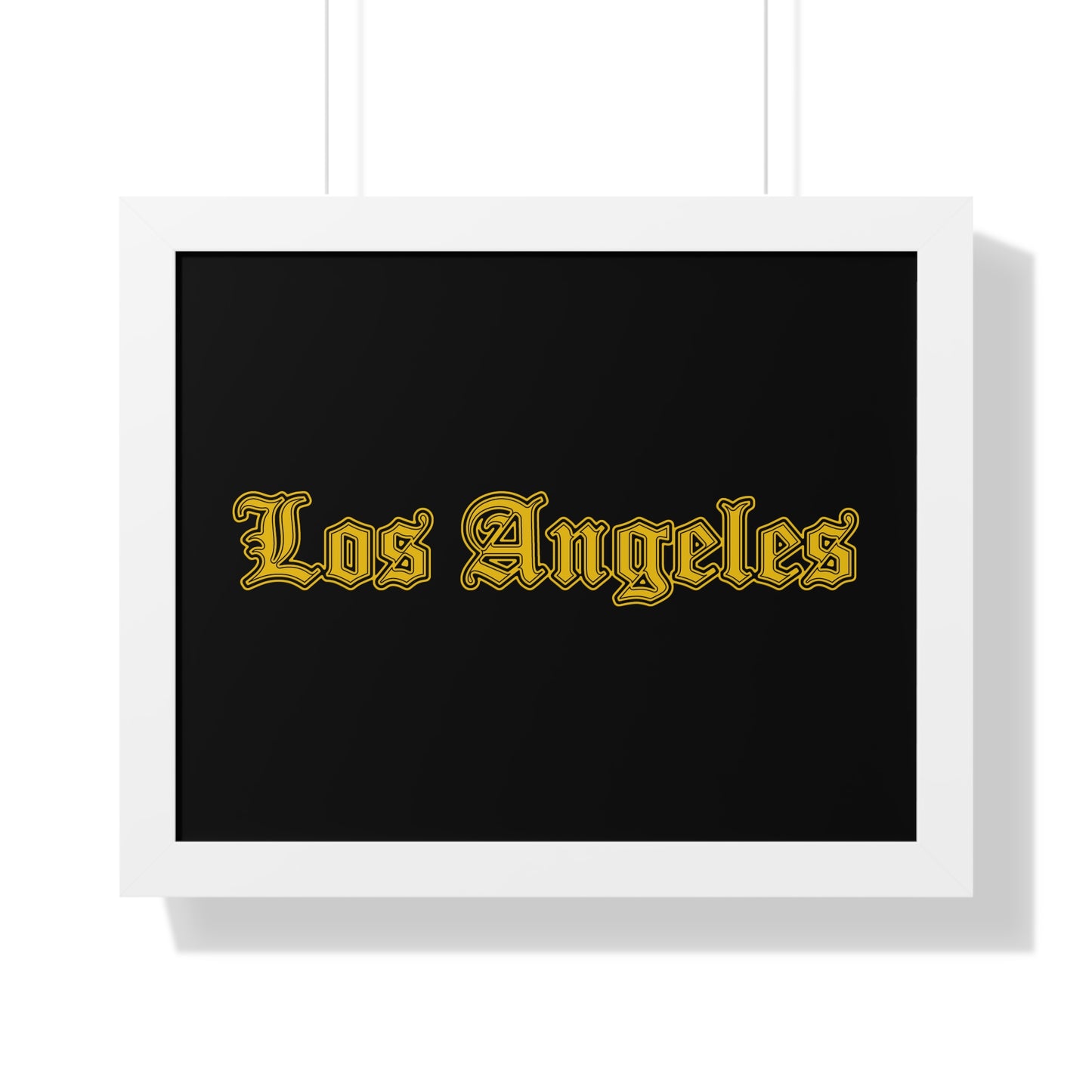 Los Angeles Framed Poster, Urban Wall Art for Home Decor, Cityscape Gift, Interior Design Accent, Modern Typography Decor - Golden Edition