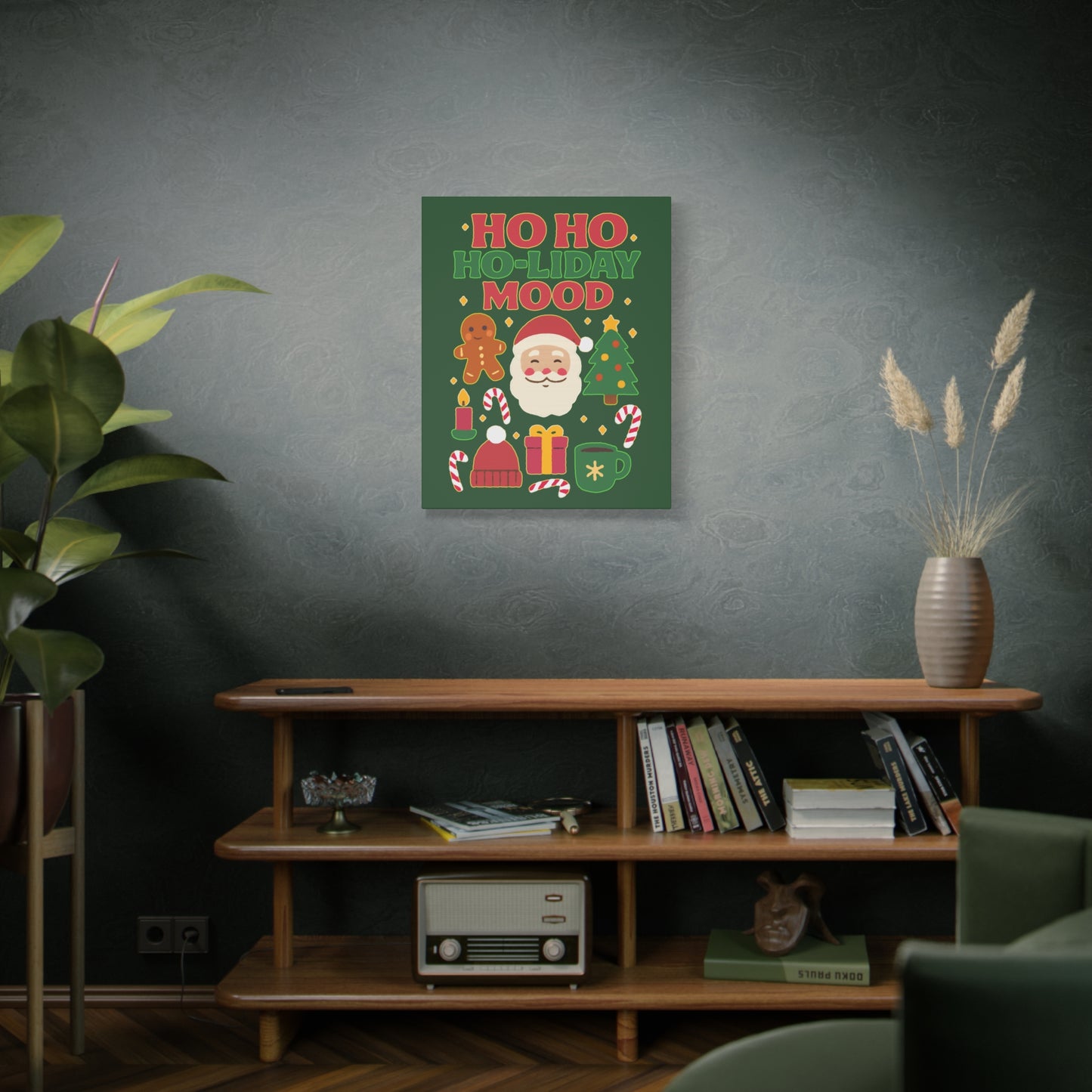 Holiday Canvas Wall Art, Festive Decor for Christmas, Santa and Gingerbread Vibe, Seasonal Home Decoration, Gift for Christmas Lovers