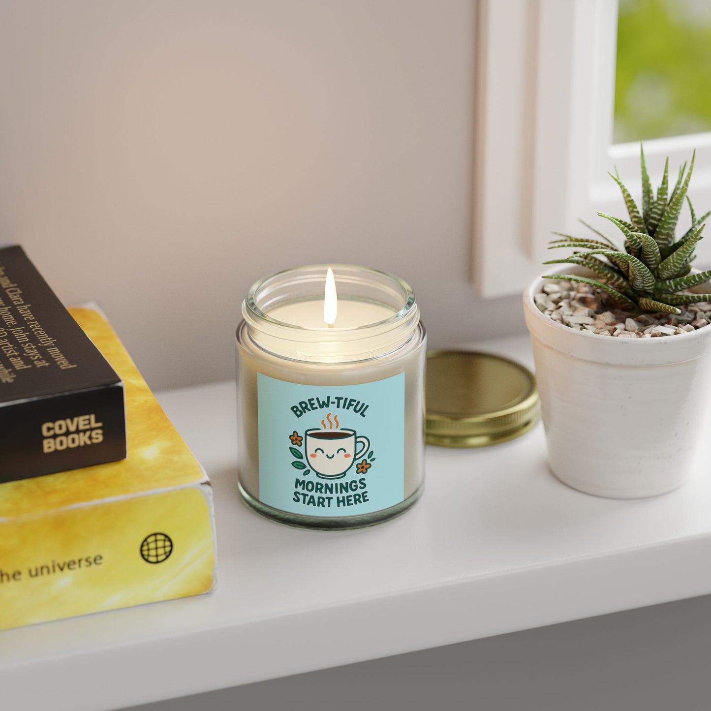 Brew-tiful Mornings Scented Candle, Coconut Apricot Wax, Relaxing Home Decor, Gift for Coffee Lovers, Cozy Atmosphere, Aromatherapy