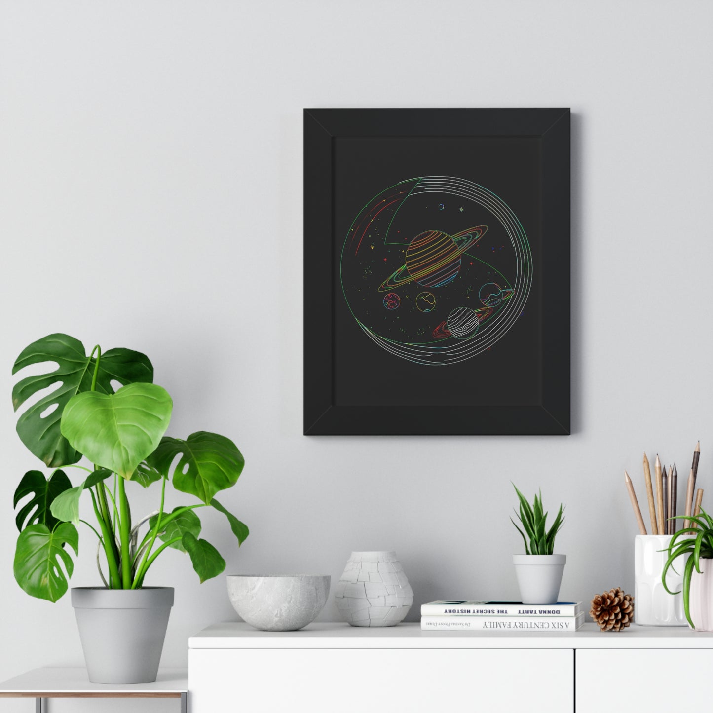 Cosmic Planetary Framed Vertical Poster, Space Art Decor, Astronomy Gift, Home Wall Art, Celestial Decoration, Galaxy Print