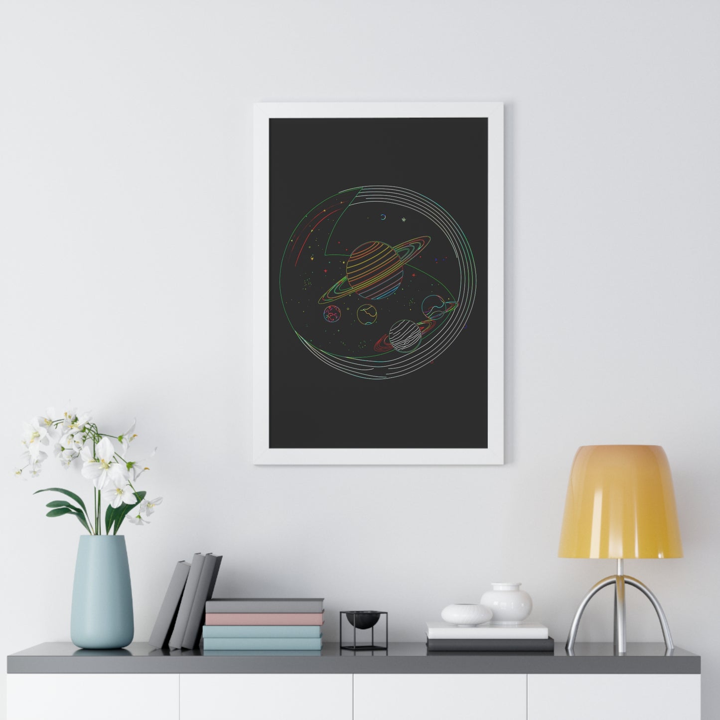Cosmic Planetary Framed Vertical Poster, Space Art Decor, Astronomy Gift, Home Wall Art, Celestial Decoration, Galaxy Print